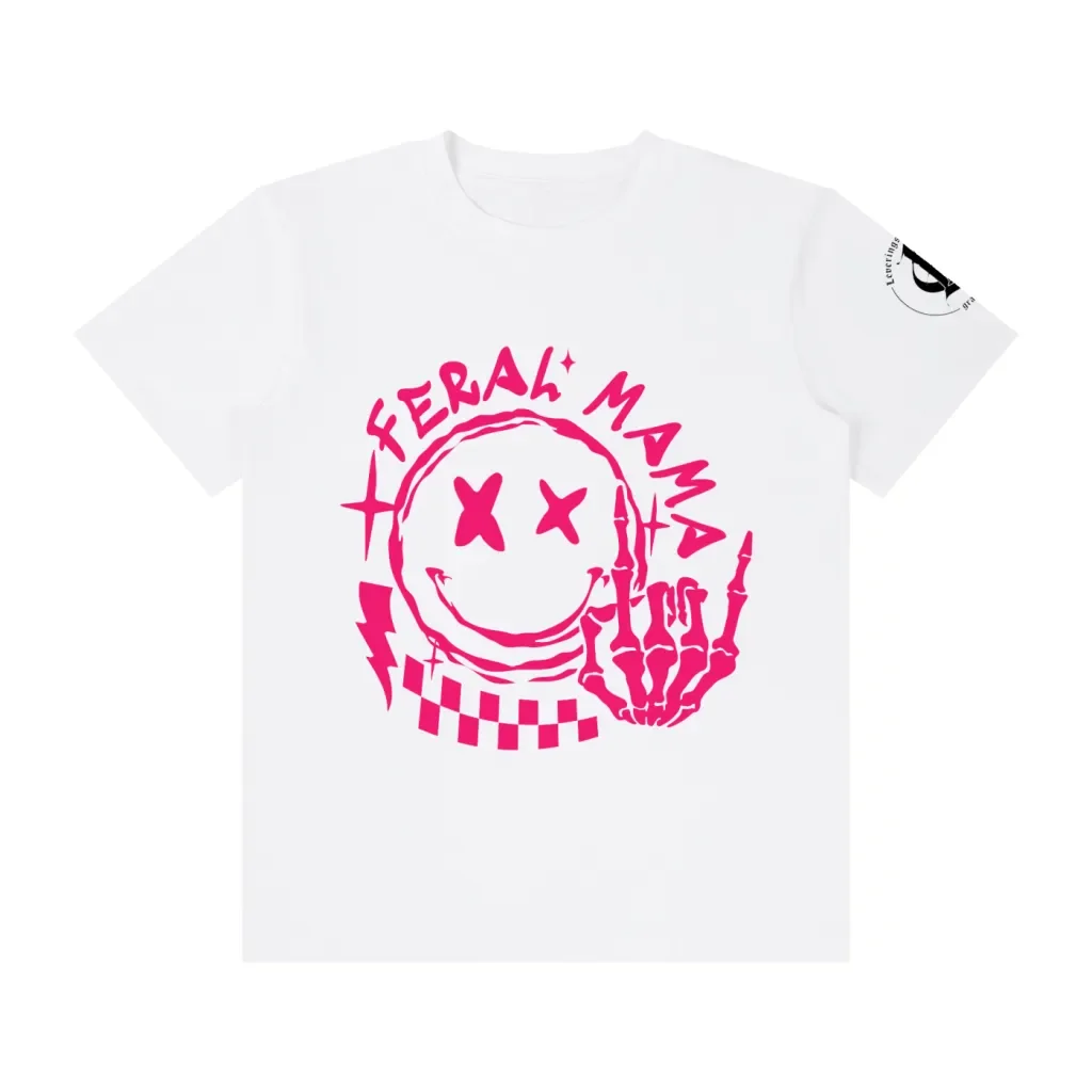 Pink on White Feral Mama Mothers Day.webp
