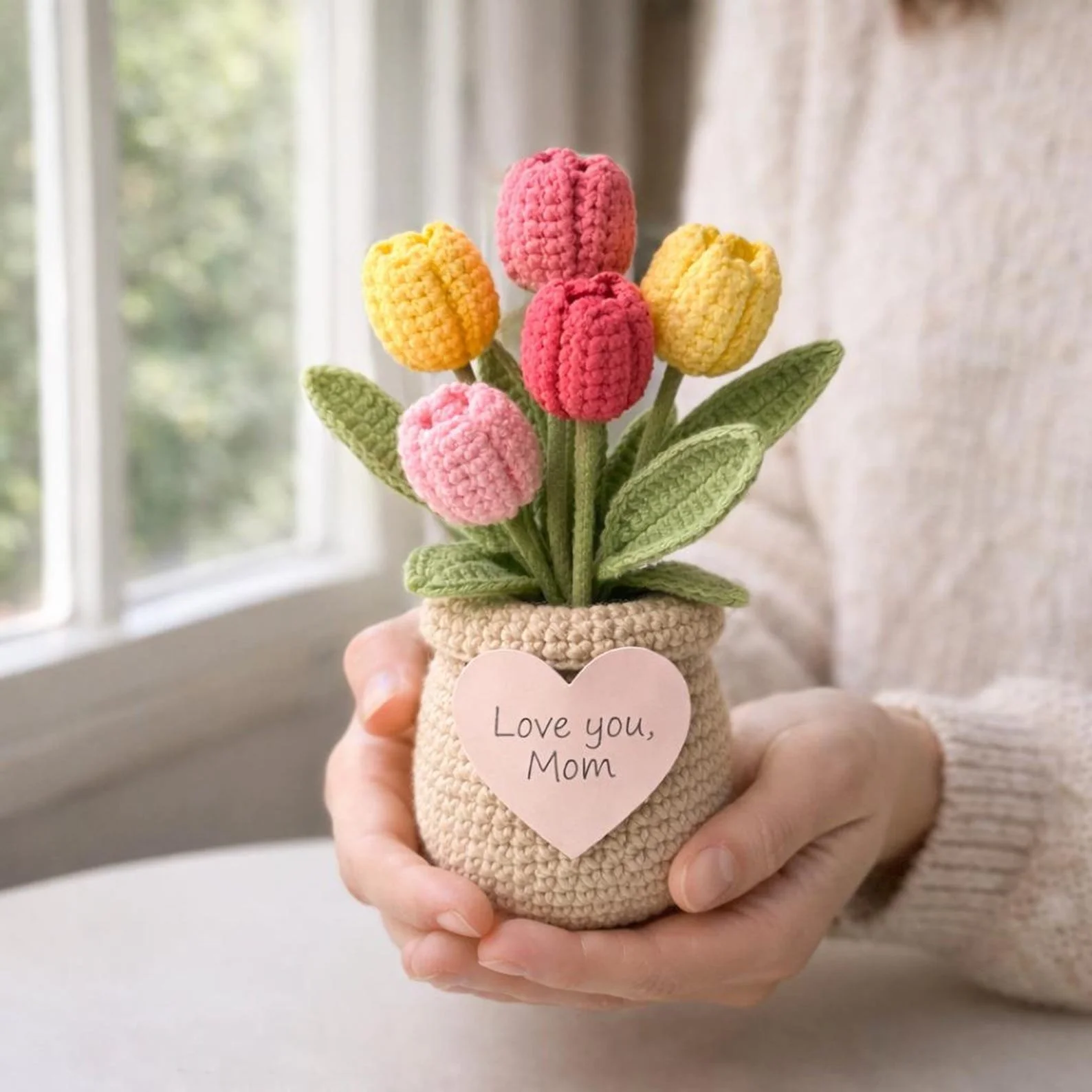 Handmade Crochet Tulip Flower Pot