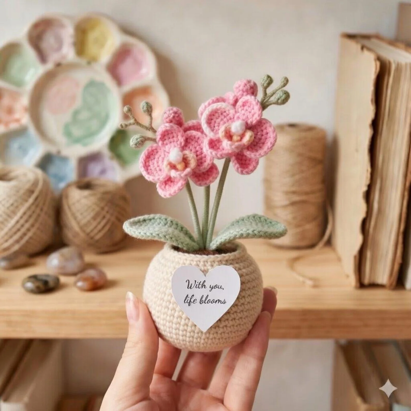 Handmade Crochet Orchid in Pot Amigurumi