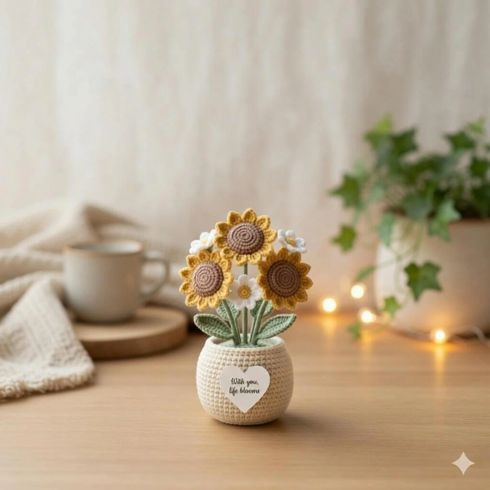 Crochet Sunflower Pot