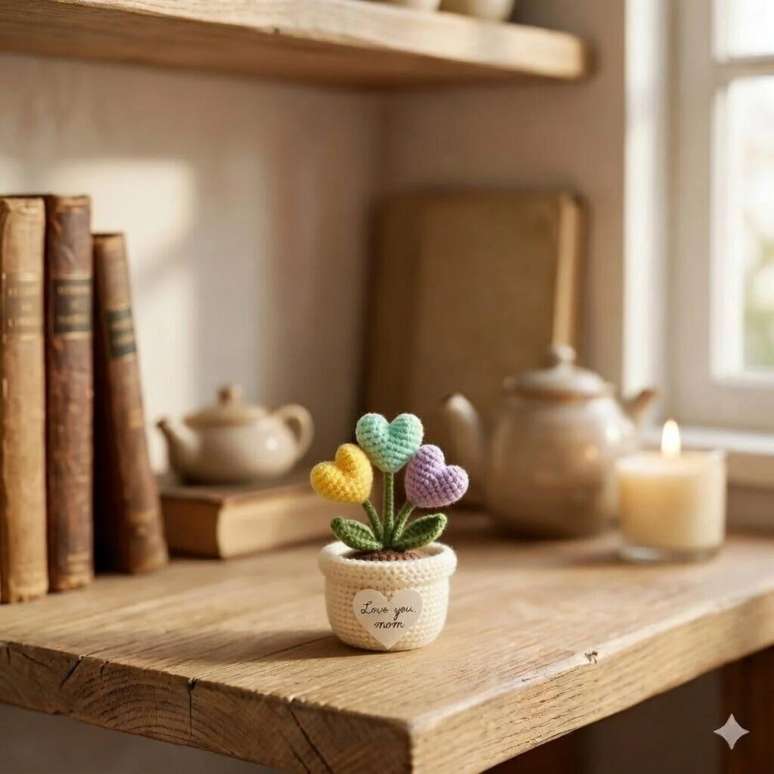 Crochet Heart Flower Pot