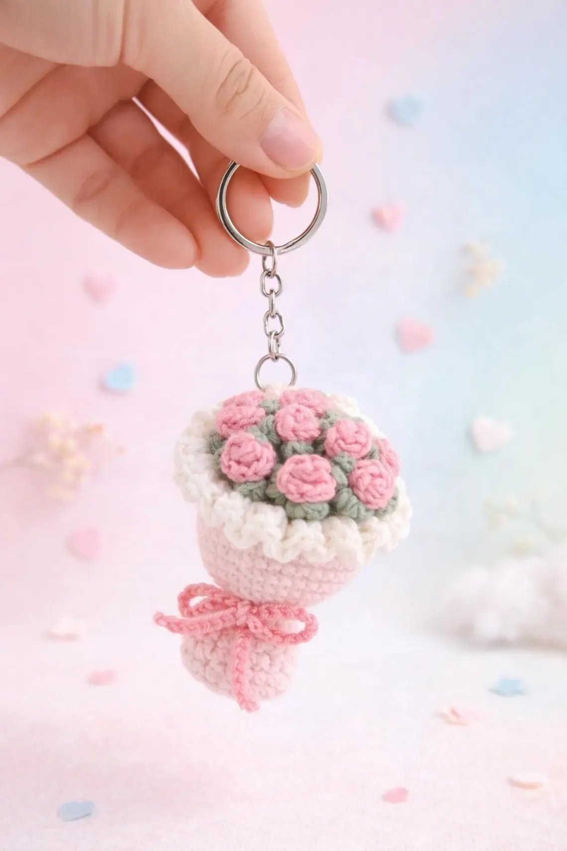 Crochet Flower Bouquet Keychain
