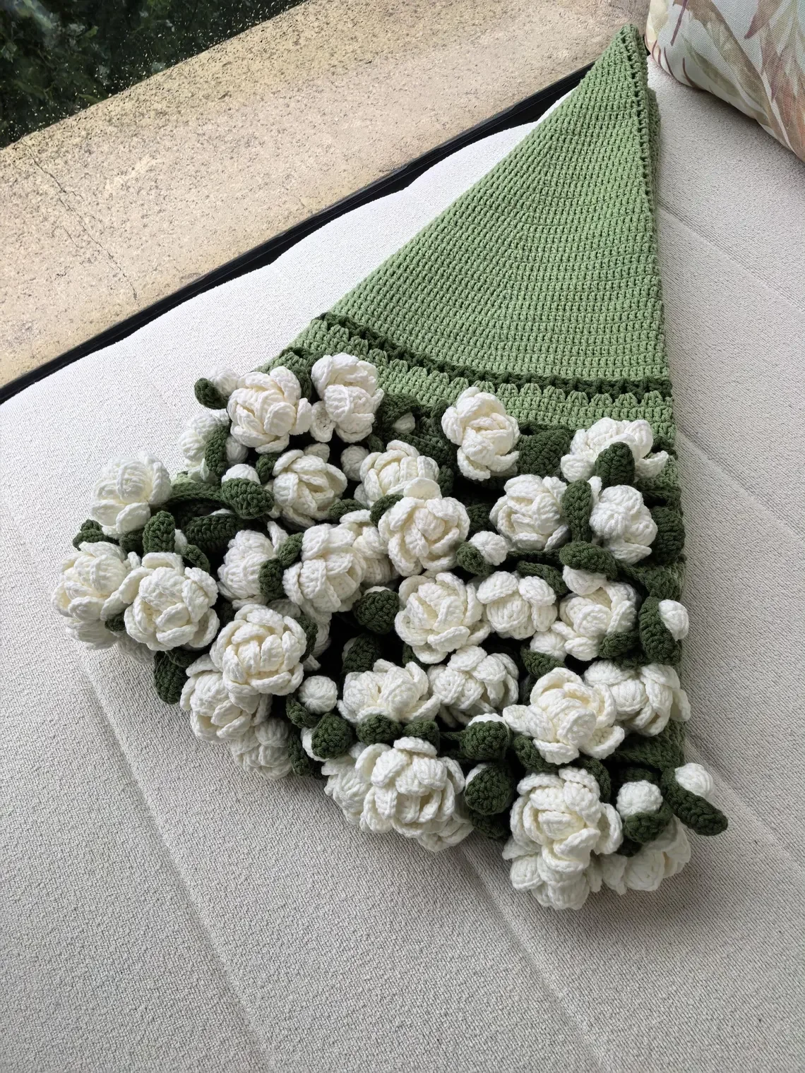 Handmade Jasmine Crochet Blanket – Cozy Floral Gift
