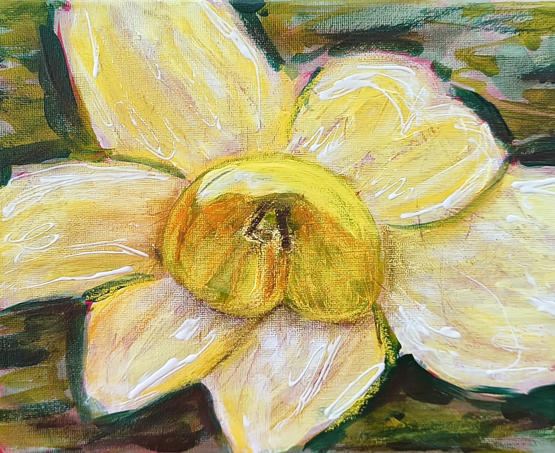 Impressionist painting of a daffodil