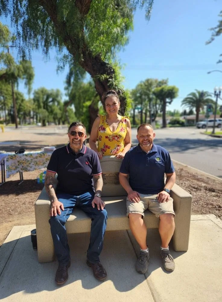 City Council Members Rudy Zuniga and James Breitling with Sister City Board President Desiree Herrera