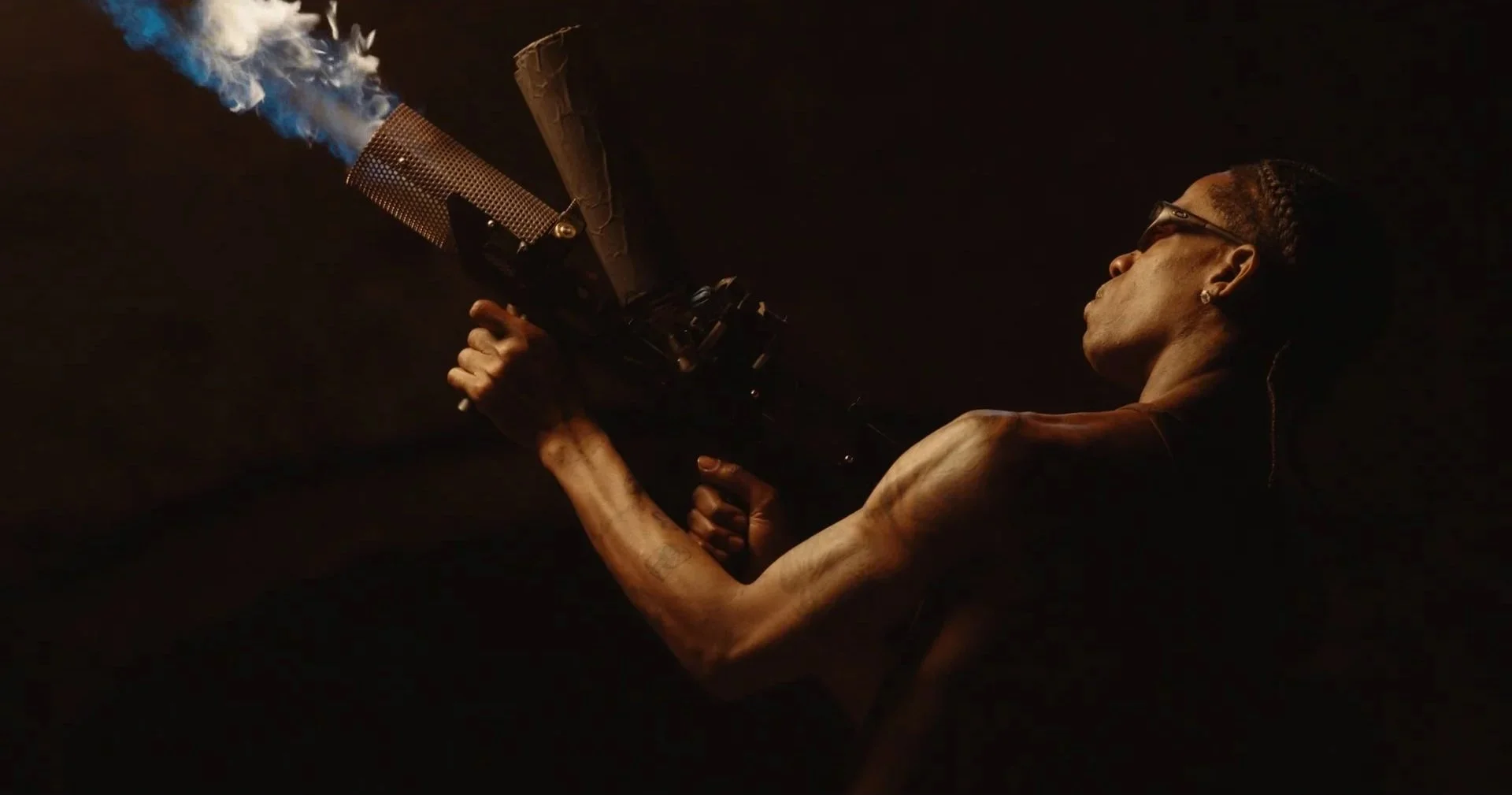 Travis Scott in the music video When I'm Home, shot at Castel Grande in Bellinzona, service production by AM Production