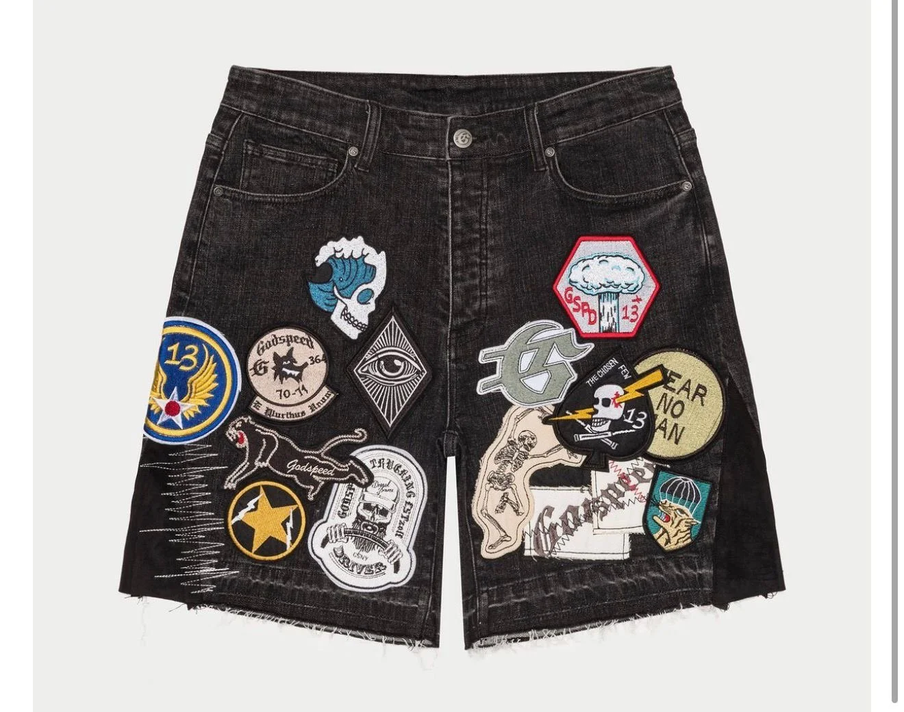 GODSPEED Patchwork Denim Shorts V2 (Black)