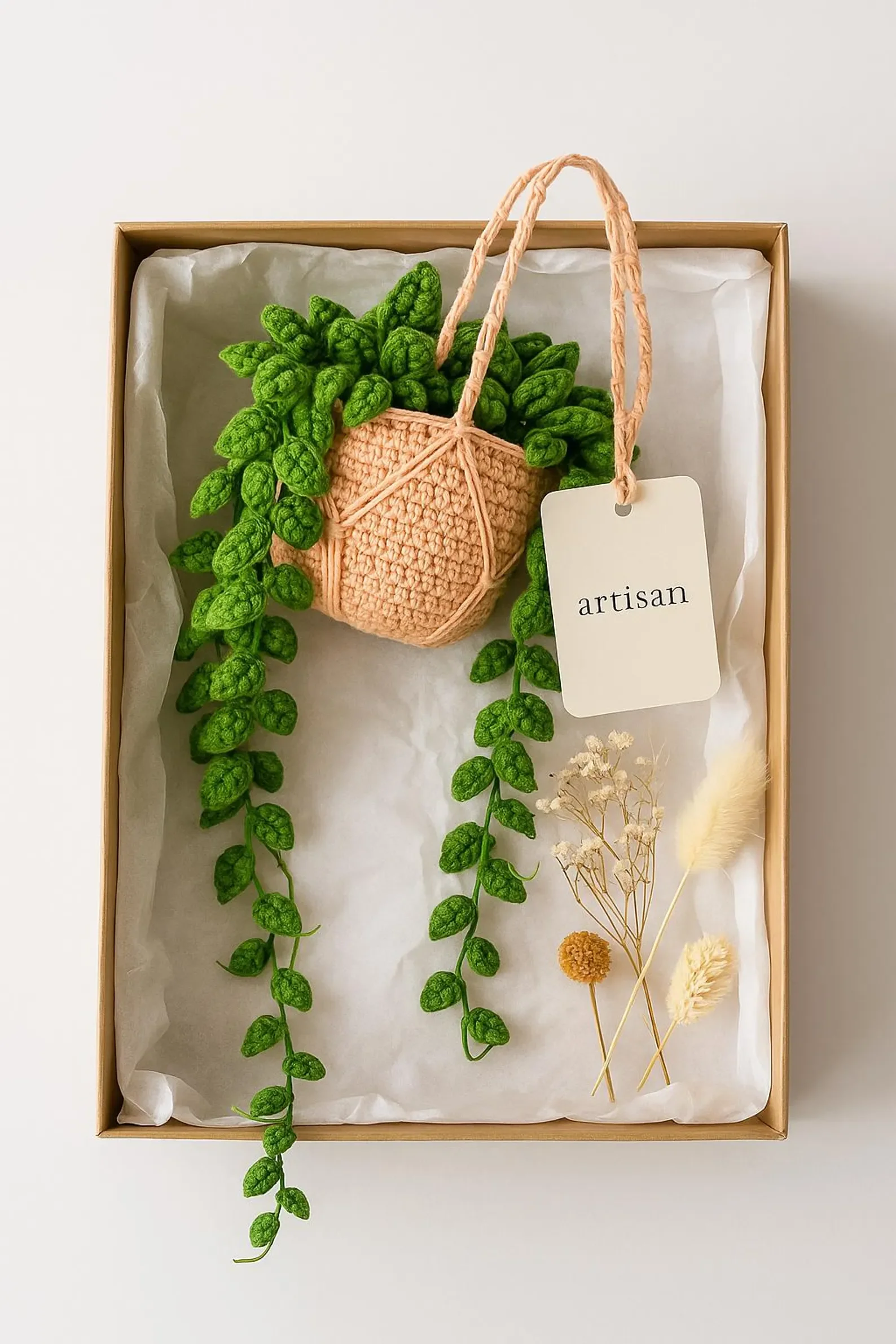 Crochet Hanging Vine Plant – Realistic Trailing Houseplant Decor