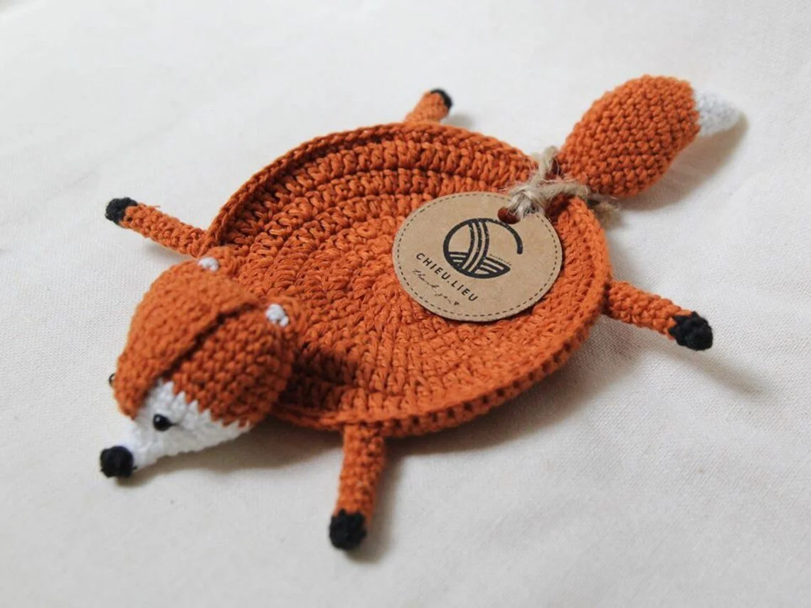 Crochet Fox Coaster – Handmade Animal