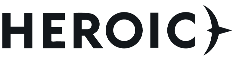 Logo mit dem Text "HEROIC" und einem Schwertsymbol
