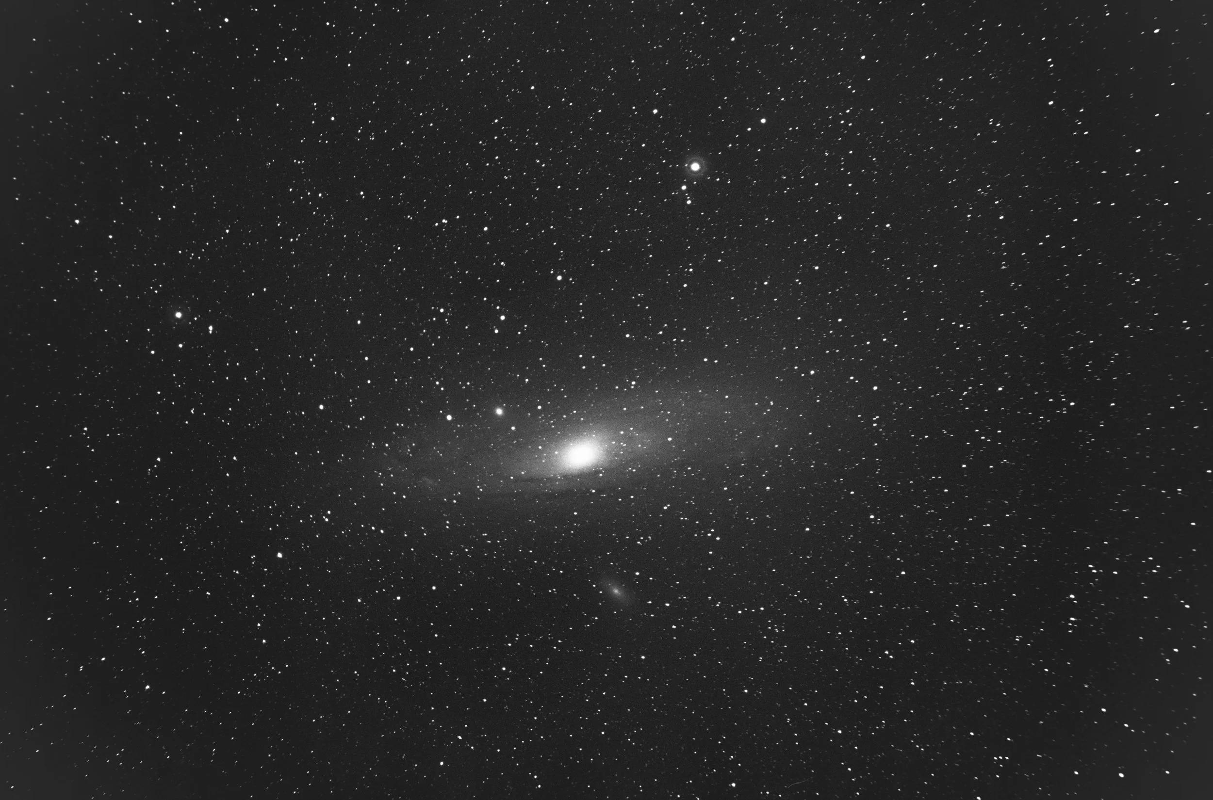 Andromeda Galaxy |
Camera: Minolta XD 5 |
Telescope: Meade 80/480 Triplet |
Film: Fuji Neopan Acros II |
Exposure time: 1 hr @f/4.8 |
Location: Lovasbereny, Hungary |
Date: 2025-01-03 