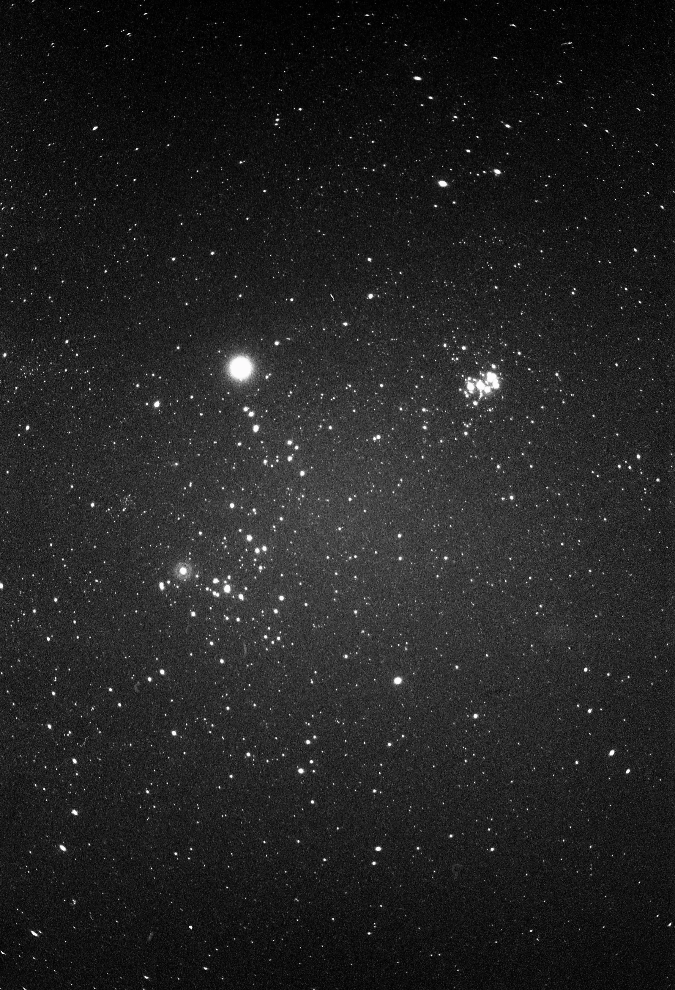 Mars in Taurus |
Camera: Minolta XD 5 |
Lens: Minolta Rokkor 50mm f/2 |
Film: Fortepan 100 (expired) |
Exposure time: 30 min @f/2 |
Location: Zselic, Hungary |
Date: 2022-12-29