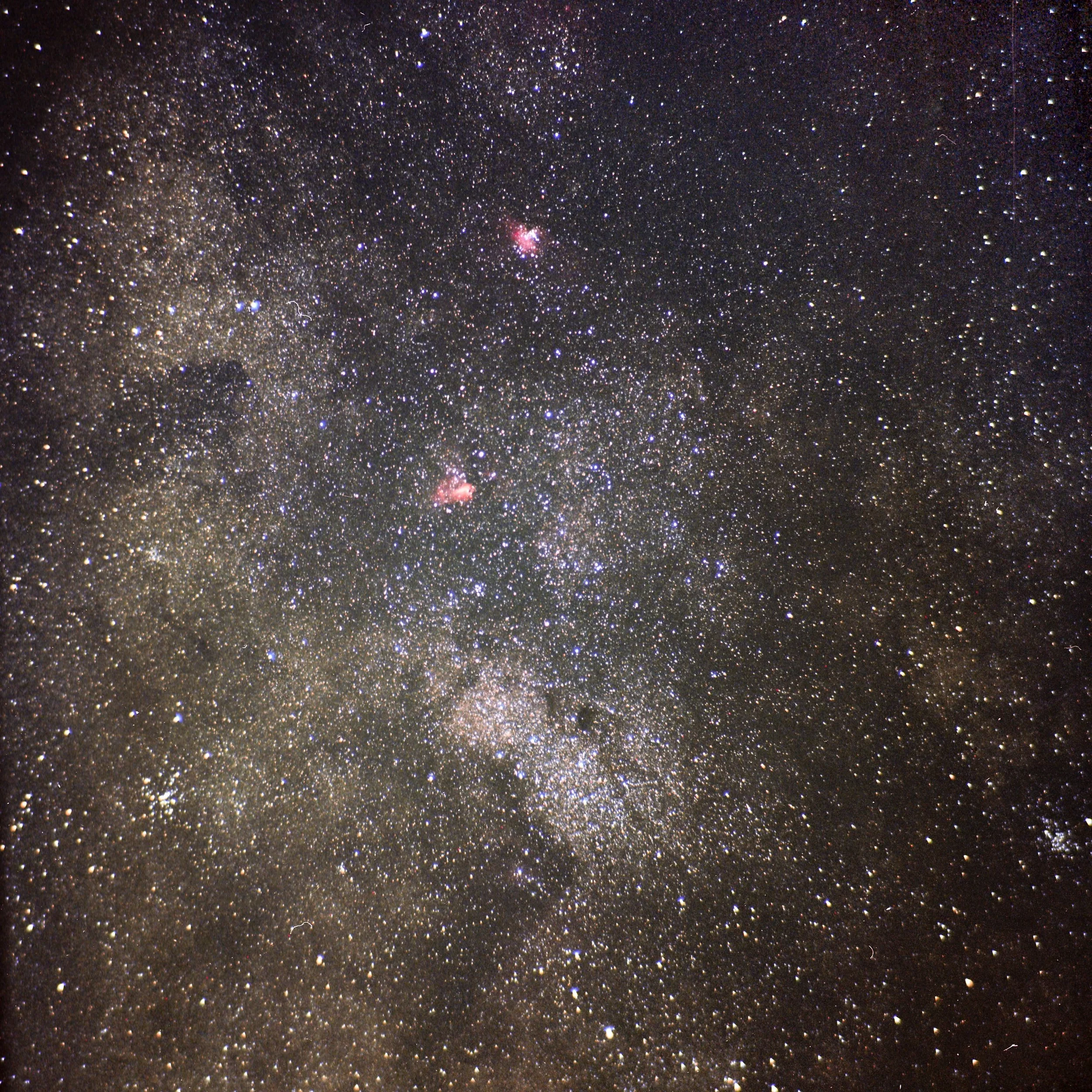 Milky Way |
Camera: Pentacon Six |
Lens: MOG Telemegor 300mm f/4.5 |
Film: Kodak Portra 400 |
Exposure time: 40 min @f/4.5 |
Location: Zselic, Hungary |
Date: 2022-07-22