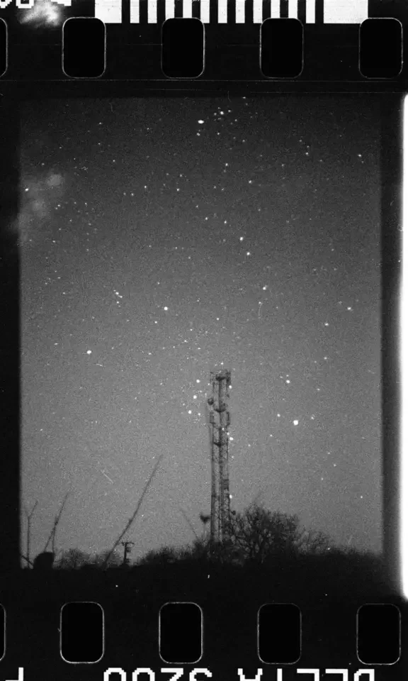 Rising Orion |
Camera: Yashica Half |
Lens: Yashinon 32mm f/1.7 |
Film: Ilford Delta 3200 |
Exposure time: 76 x 30 sec @f/1.7 |
Location: Lovasbereny, Hungary |
Date: 2025-01-03 