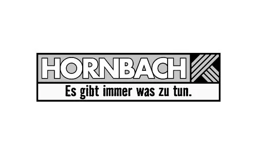 Logo mit dem Text "HORNBACH" und dem Slogan "Es gibt immer was zu tun."