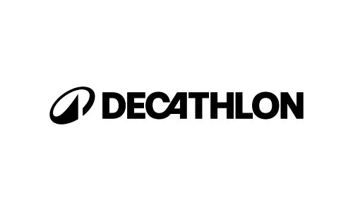 Das Decathlon-Logo in Schwarz auf weißem Hintergrund.