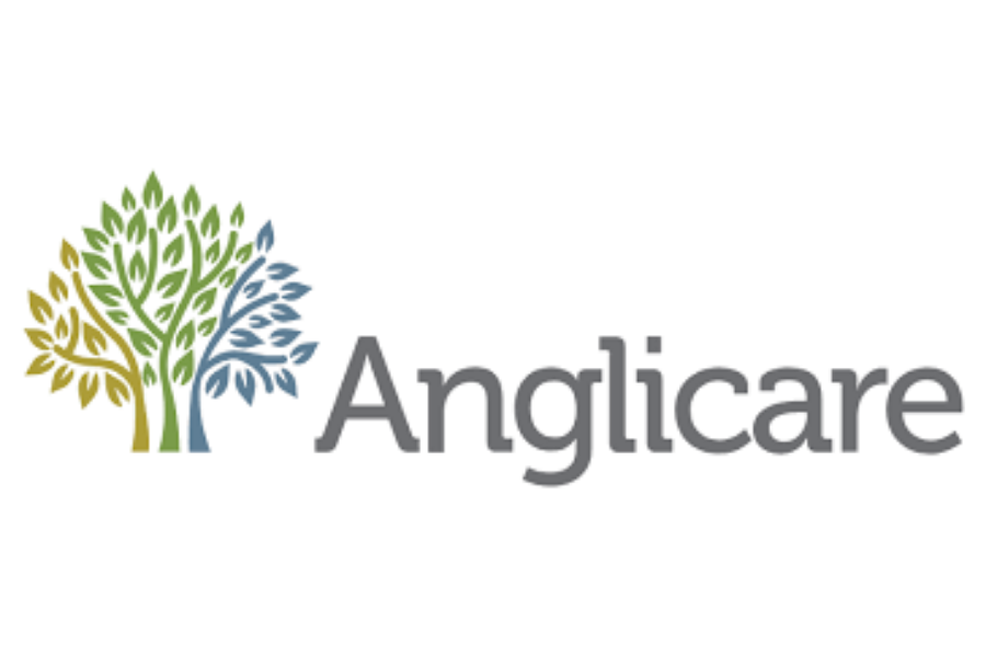 Logo with stylized multicolored tree and the word 'Anglicare'