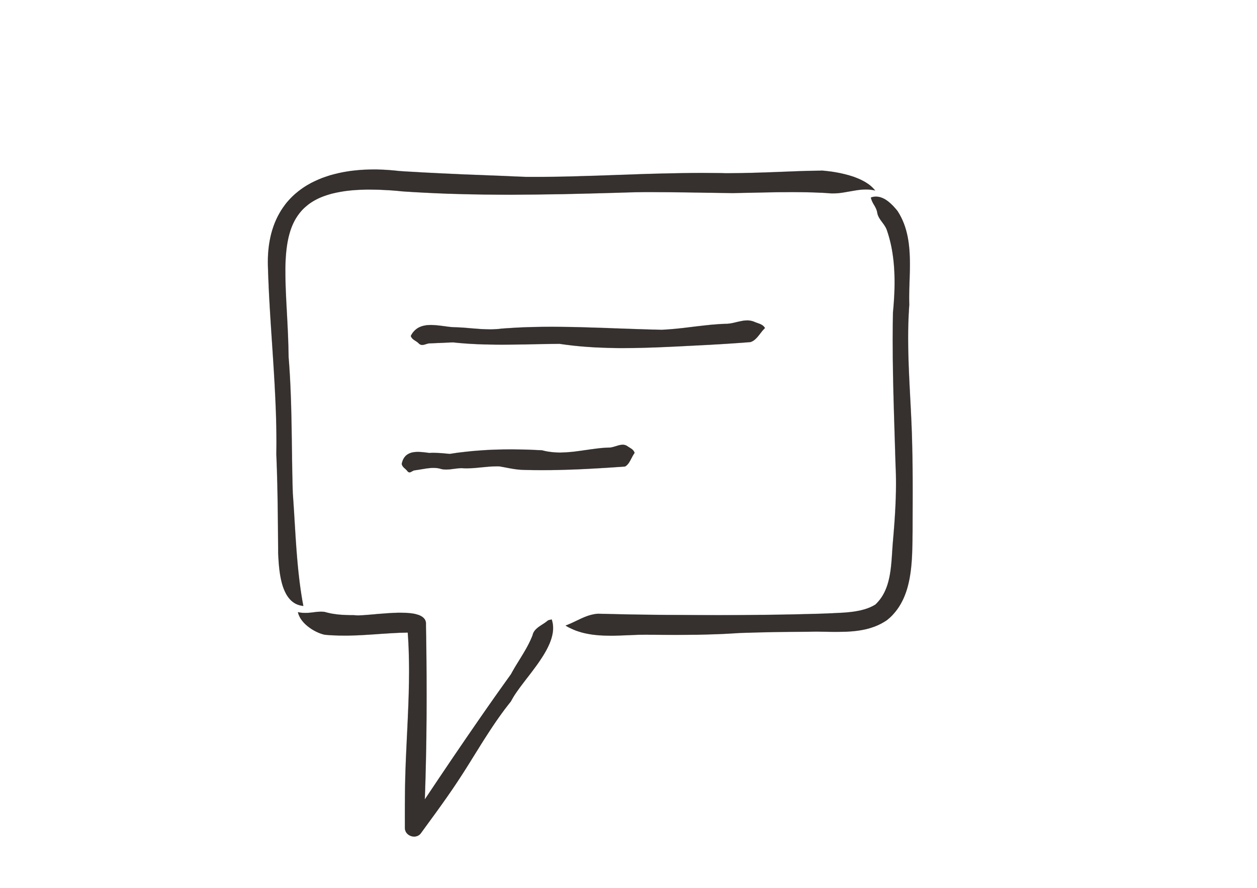 A simple black-and-white drawing of a mobile phone with three horizontal lines on the screen, representing a text message or notification.