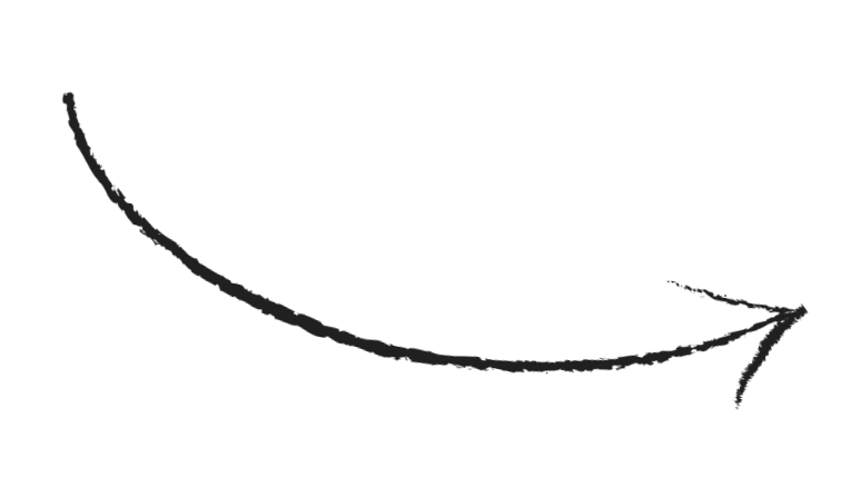 A black arrow curved downward with a small tail in the middle and an arrowhead pointing right.
