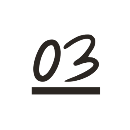 Number 03 written in black on a white background.