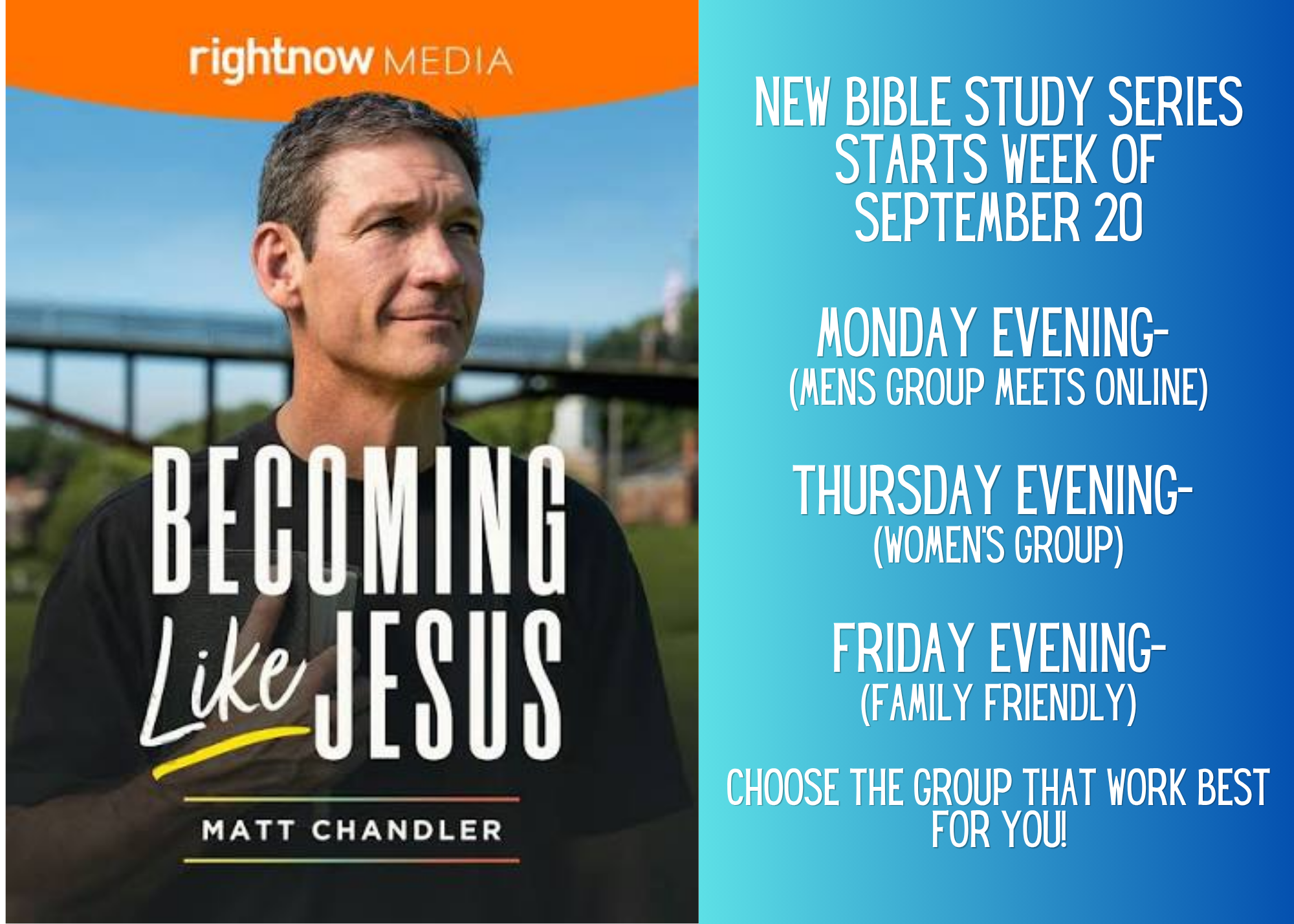 New Bible Study Series starts the week of September 20