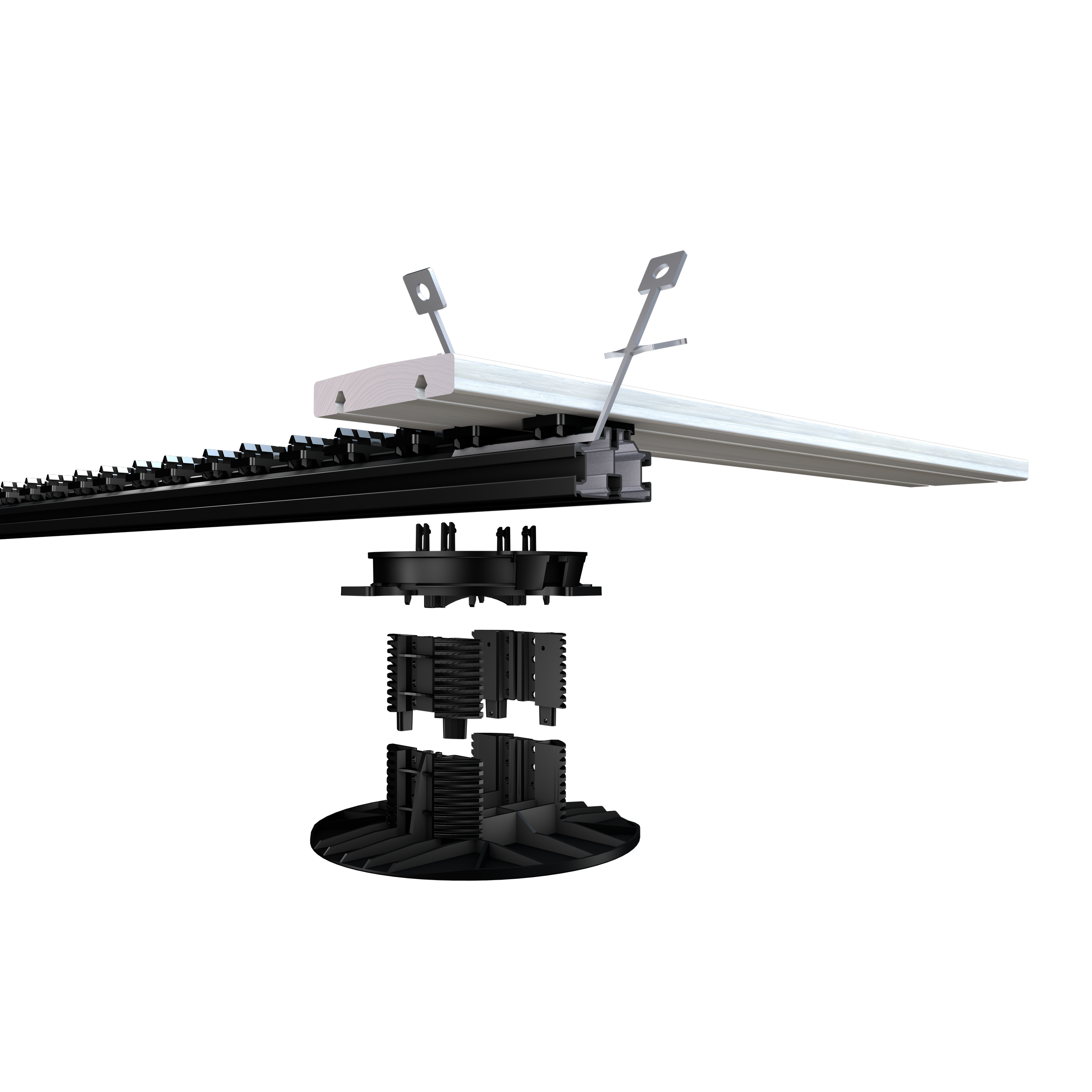 Close-up of a satellite dish antenna mounted on a black circular base with a black background.