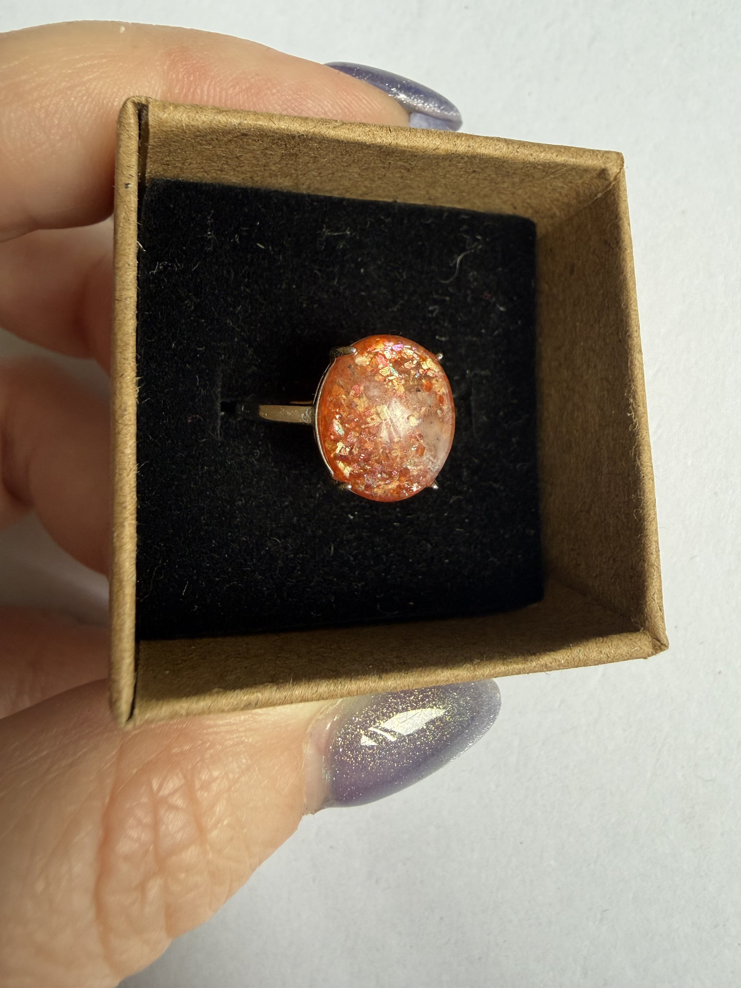 Sunstone S925 Stirling Silver Adjustable Ring