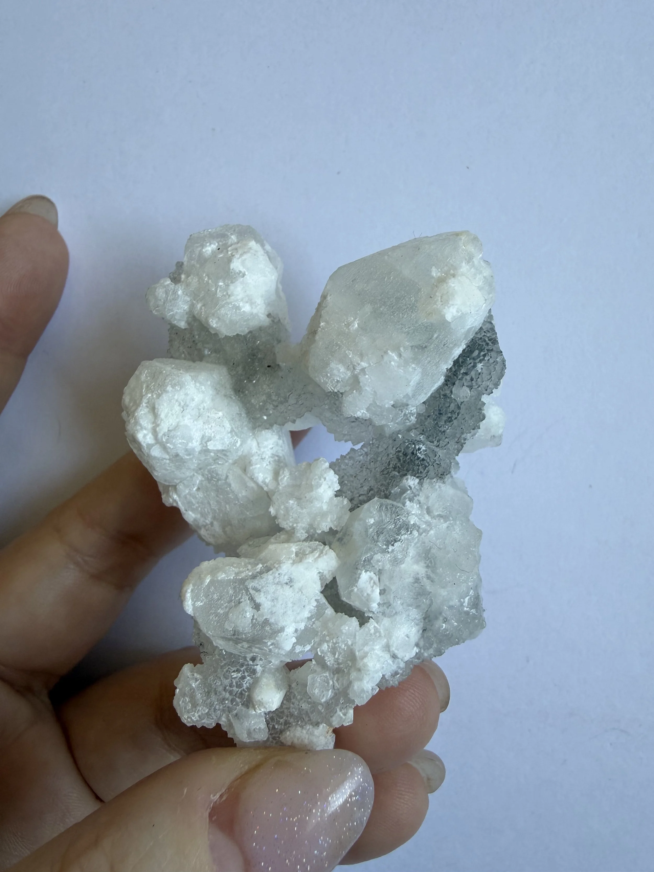 Calcite on Blue Chalcedony - Indian Mineral Specimen
