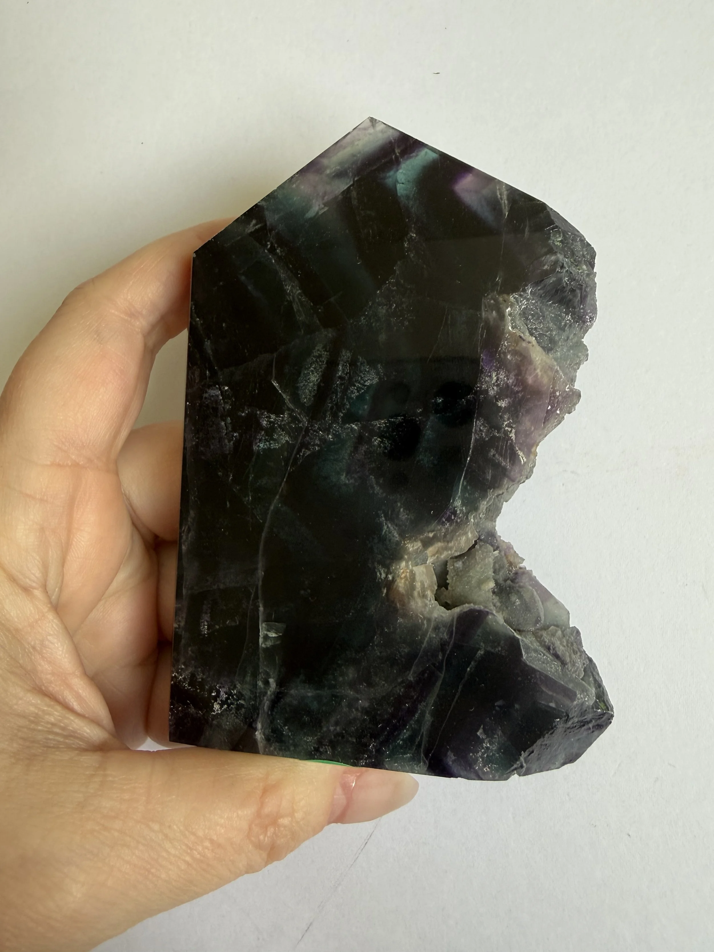 Black Rose Fluorite Tower - Part Raw, Part Polished