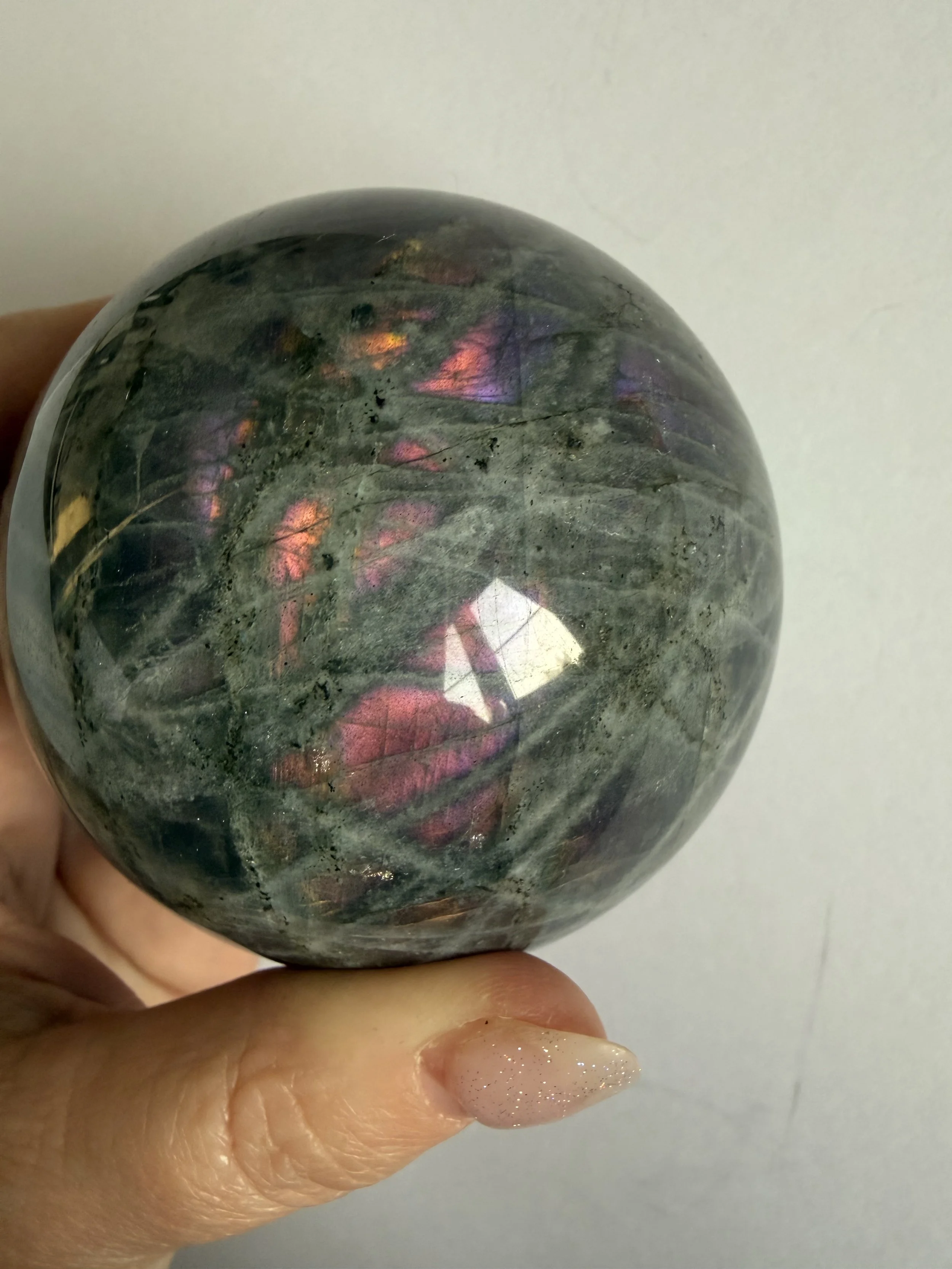 Labradorite Sphere (A) - Pink Flash