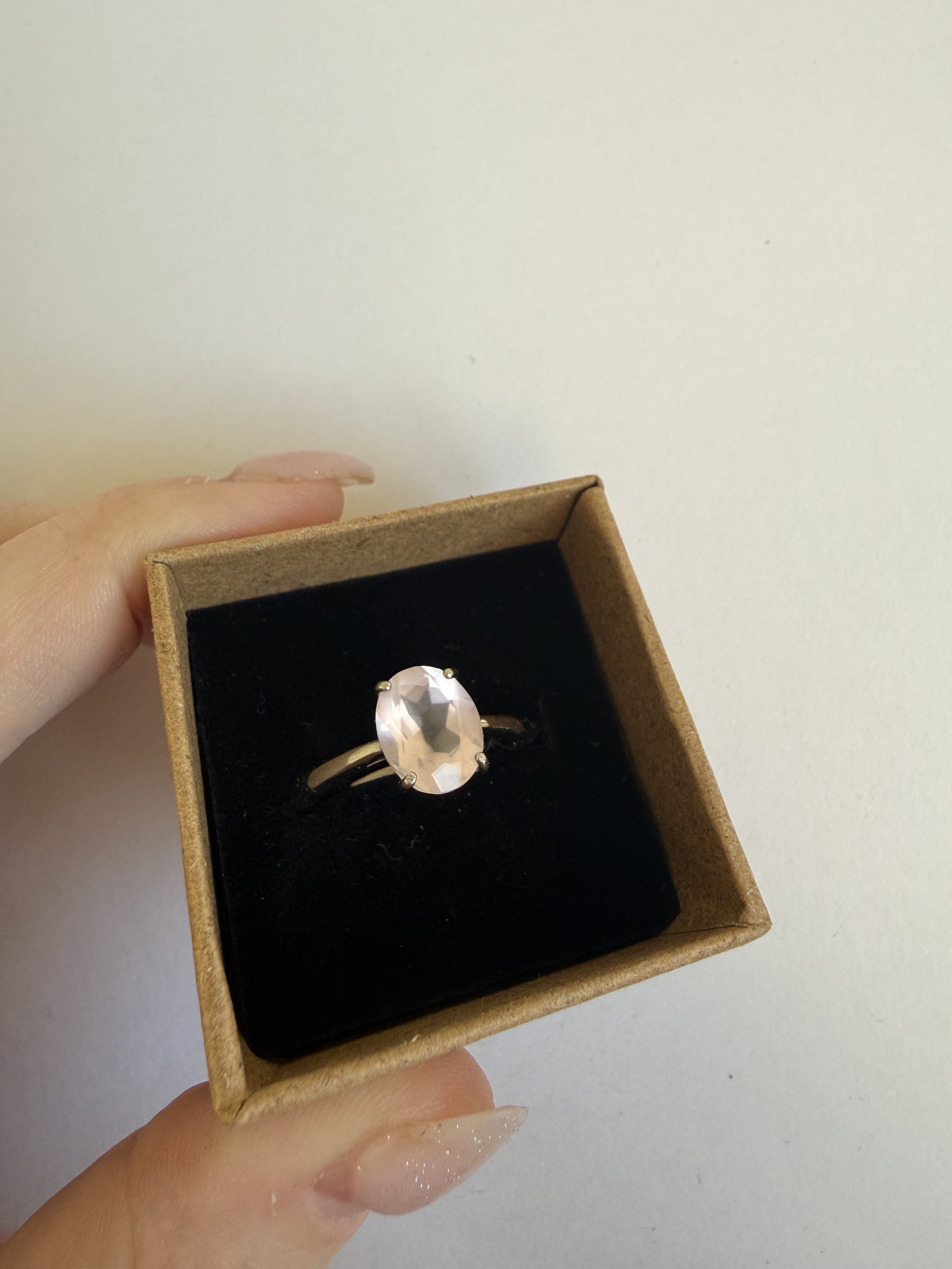 Faceted Rose Quartz S925 Stirling Silver Adjustable Ring