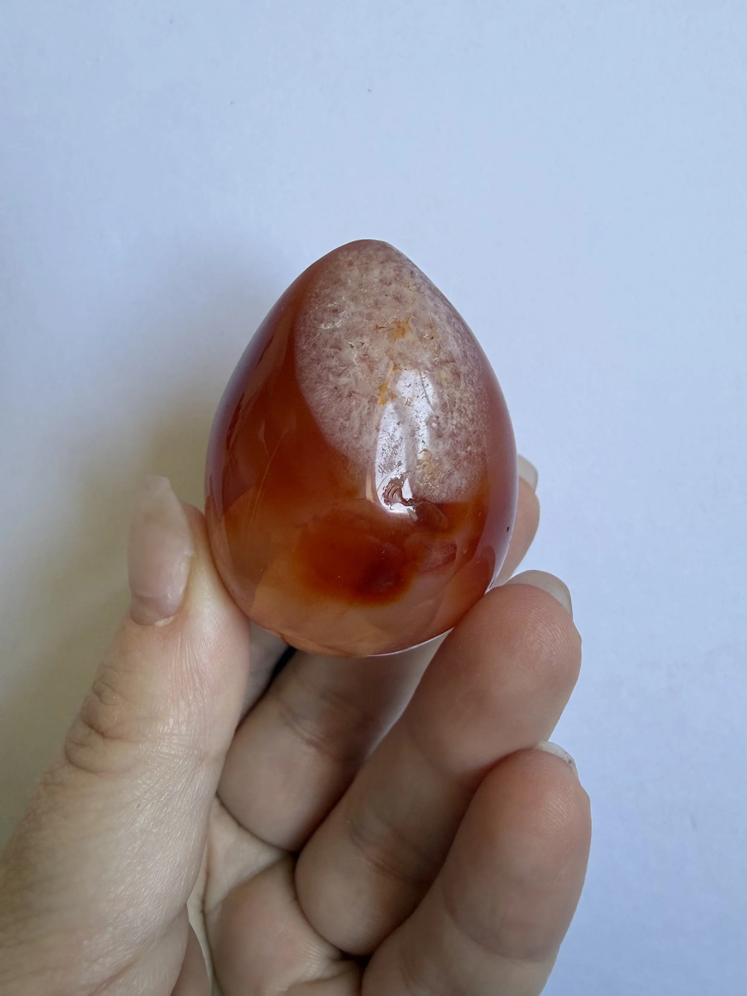 Carnelian Egg with Quartz Inclusion