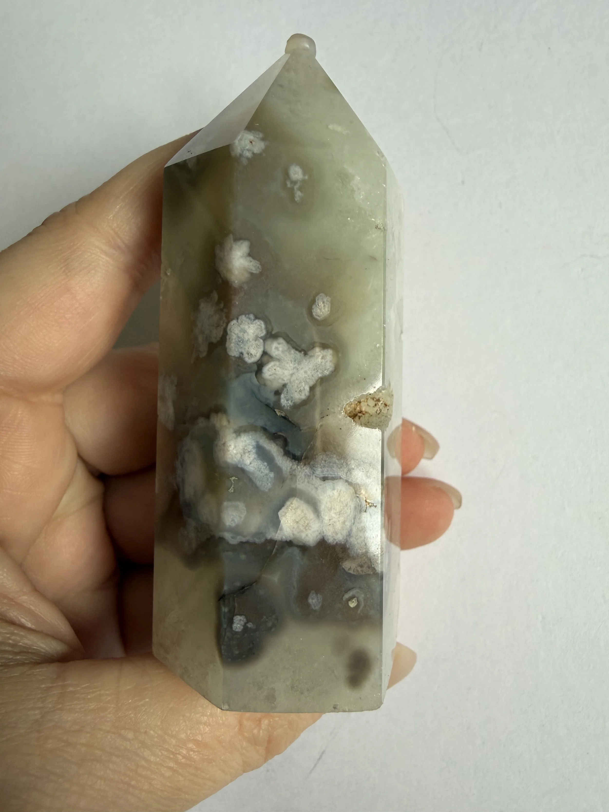 Prasiolite x Flower Agate Tower (A)