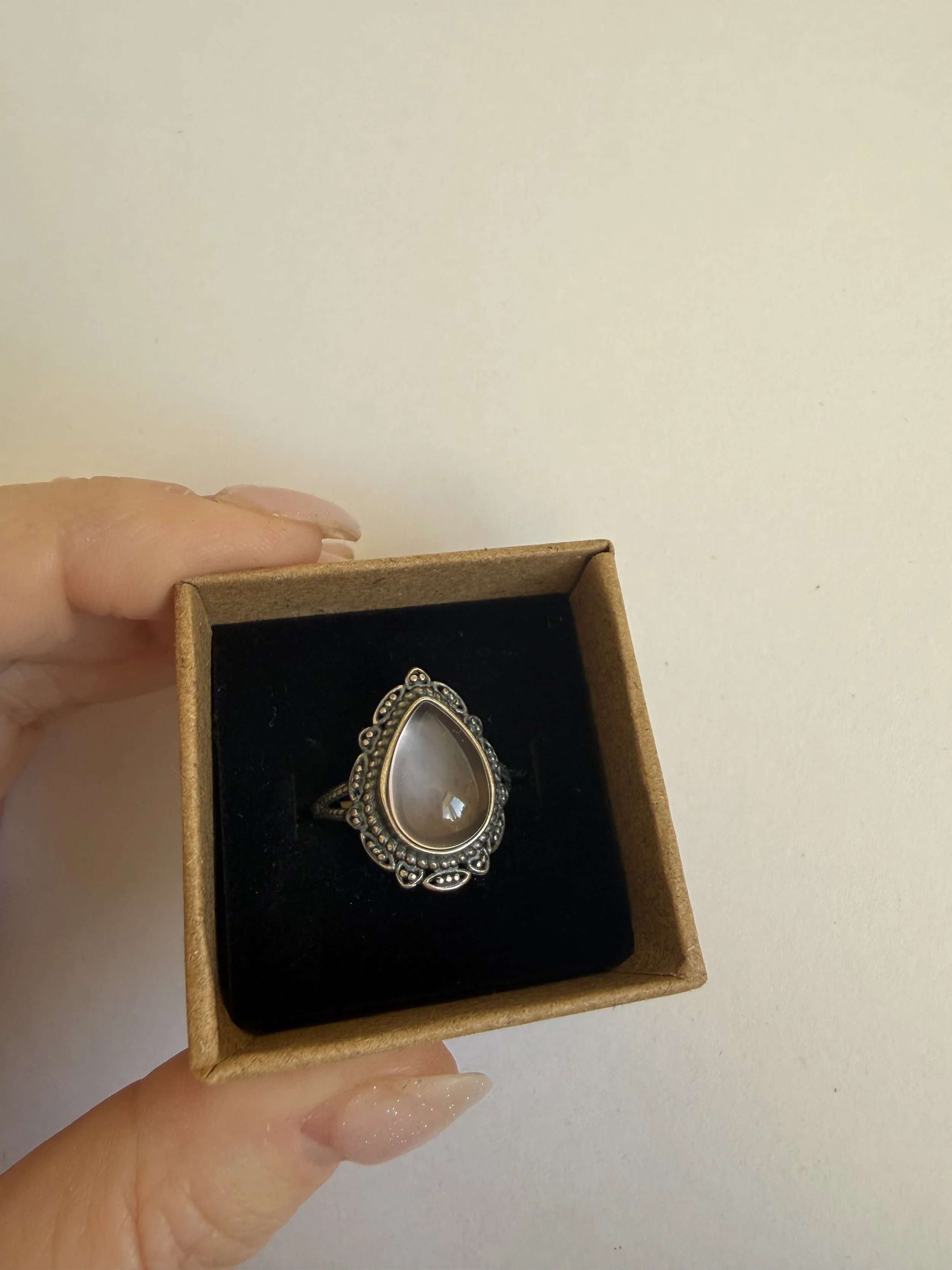 Rose Quartz S925 Stirling Silver Adjustable Ring
