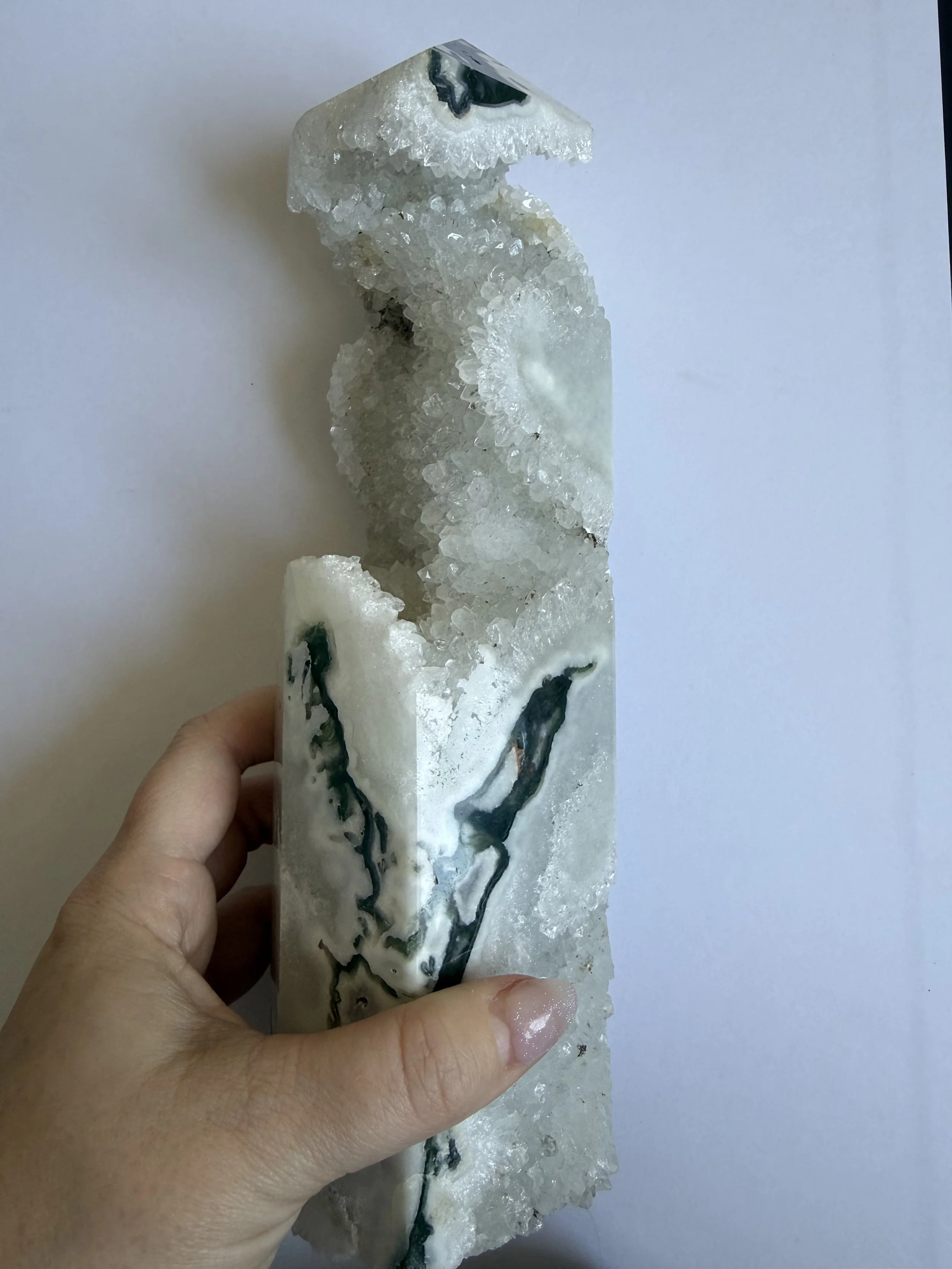 Statement Druzy Moss Agate Tower