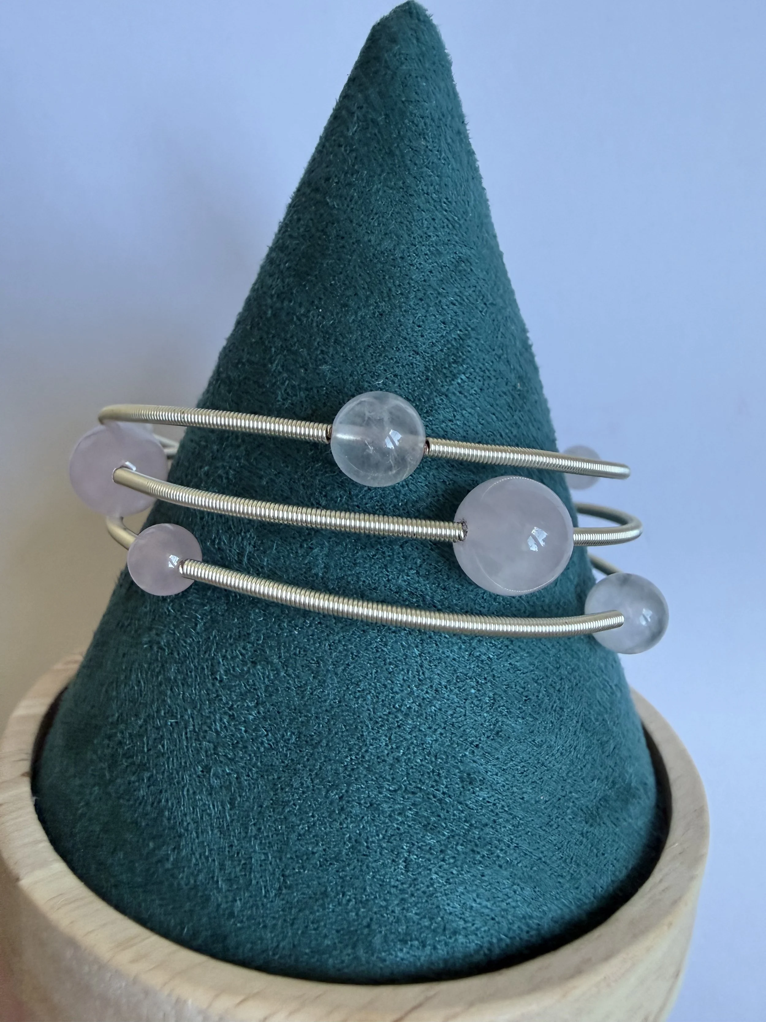 Rose Quartz Triple Adjustable Bangle