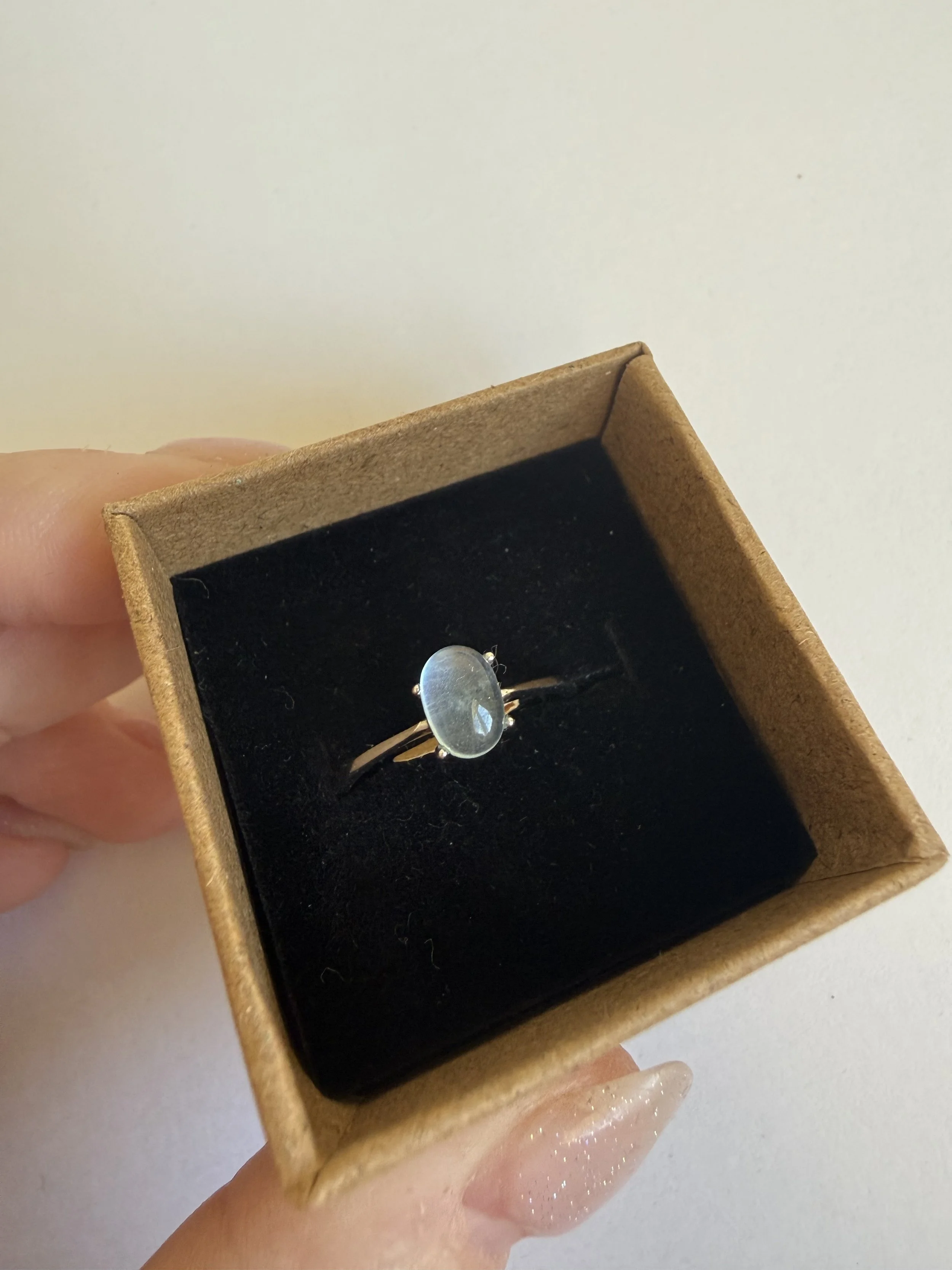 Aquamarine S925 Stirling Silver Adjustable Ring