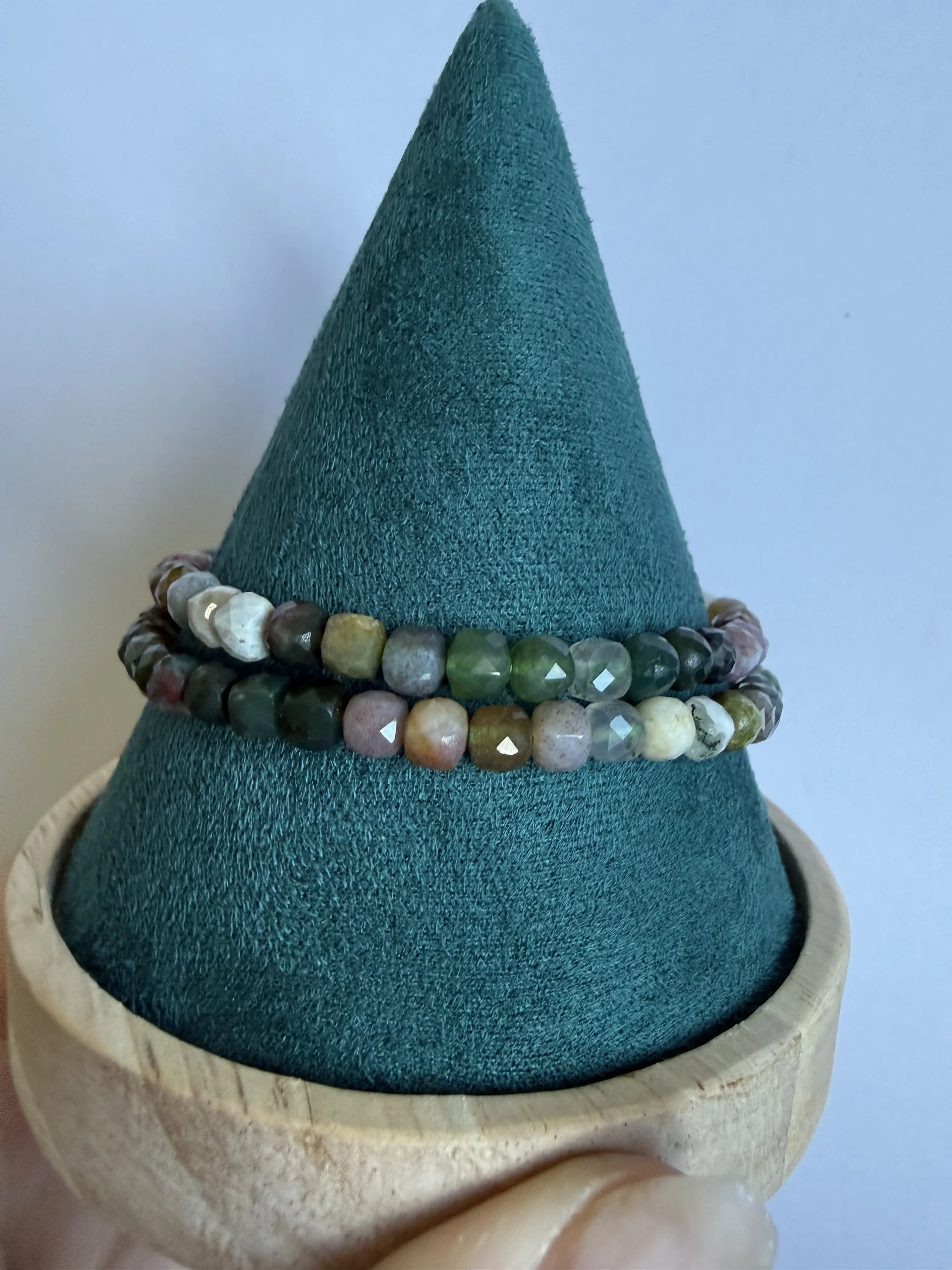 Moss Agate - 4mm Faceted Bracelet