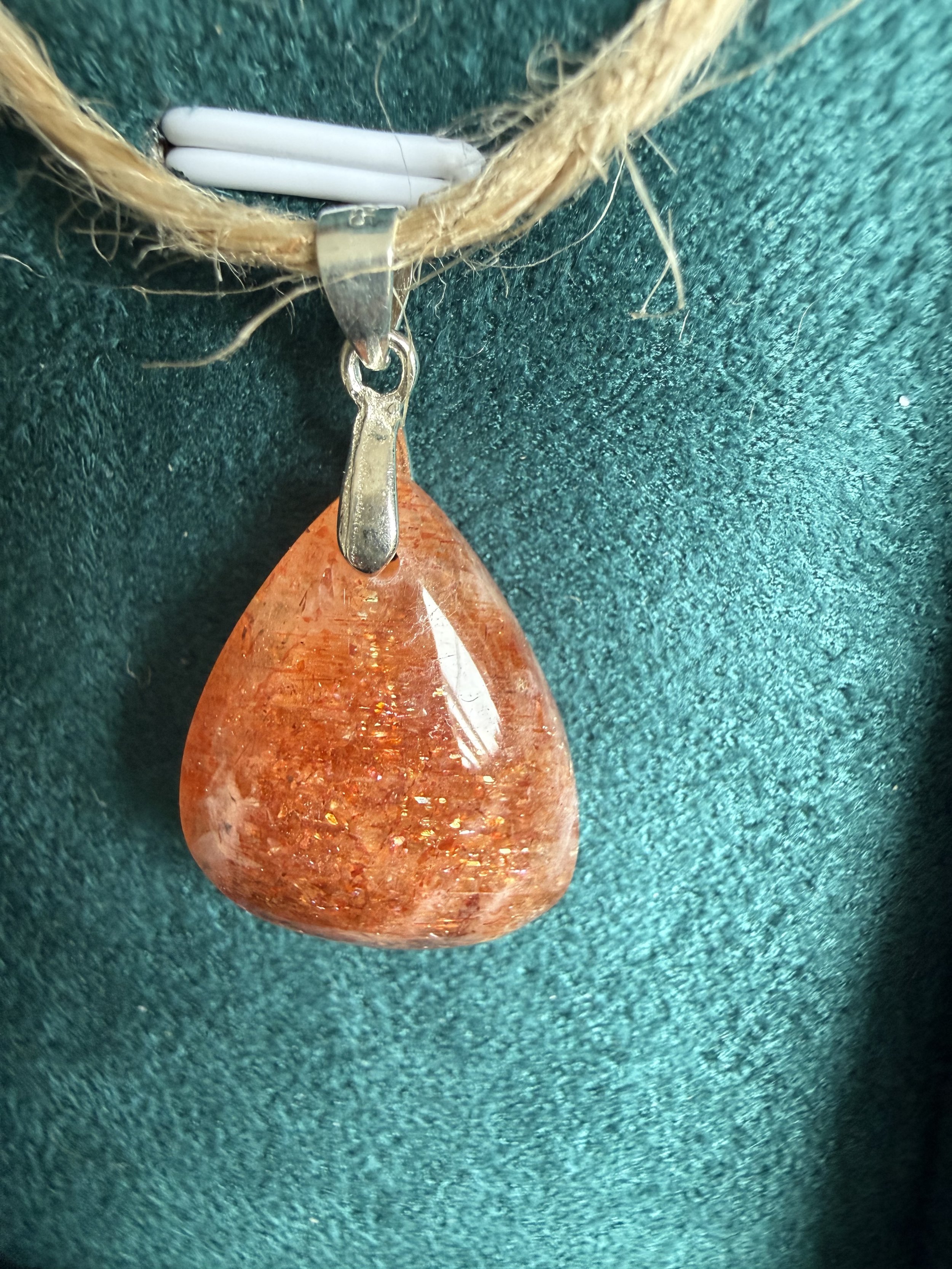 Drilled Sunstone Pendant S925 Silver Bail