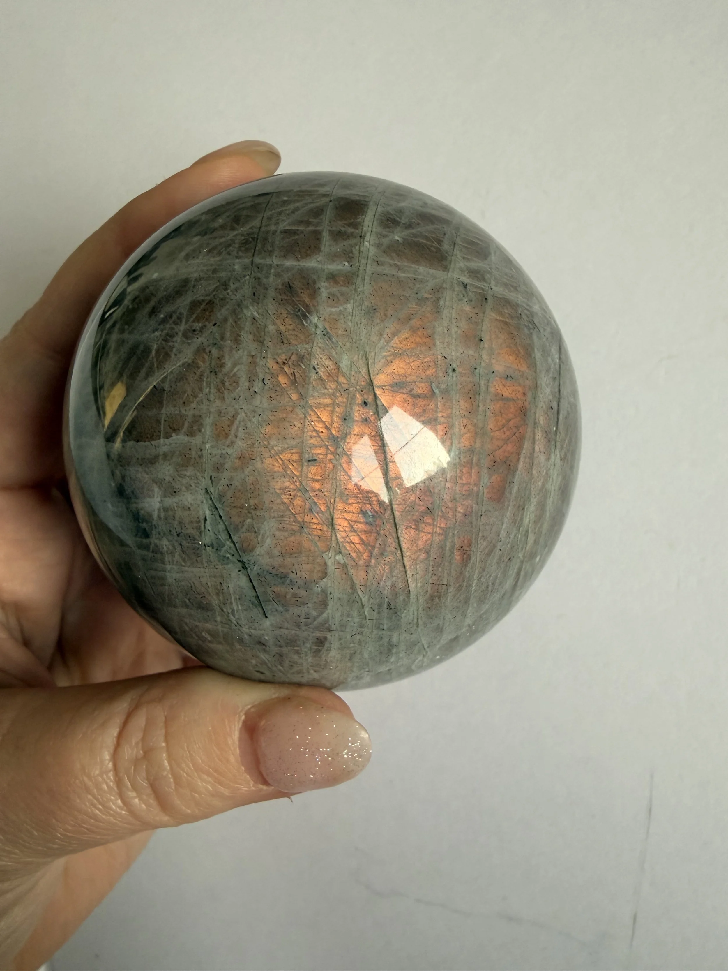 Labradorite Sphere (B) - Sunset/Orange Flash