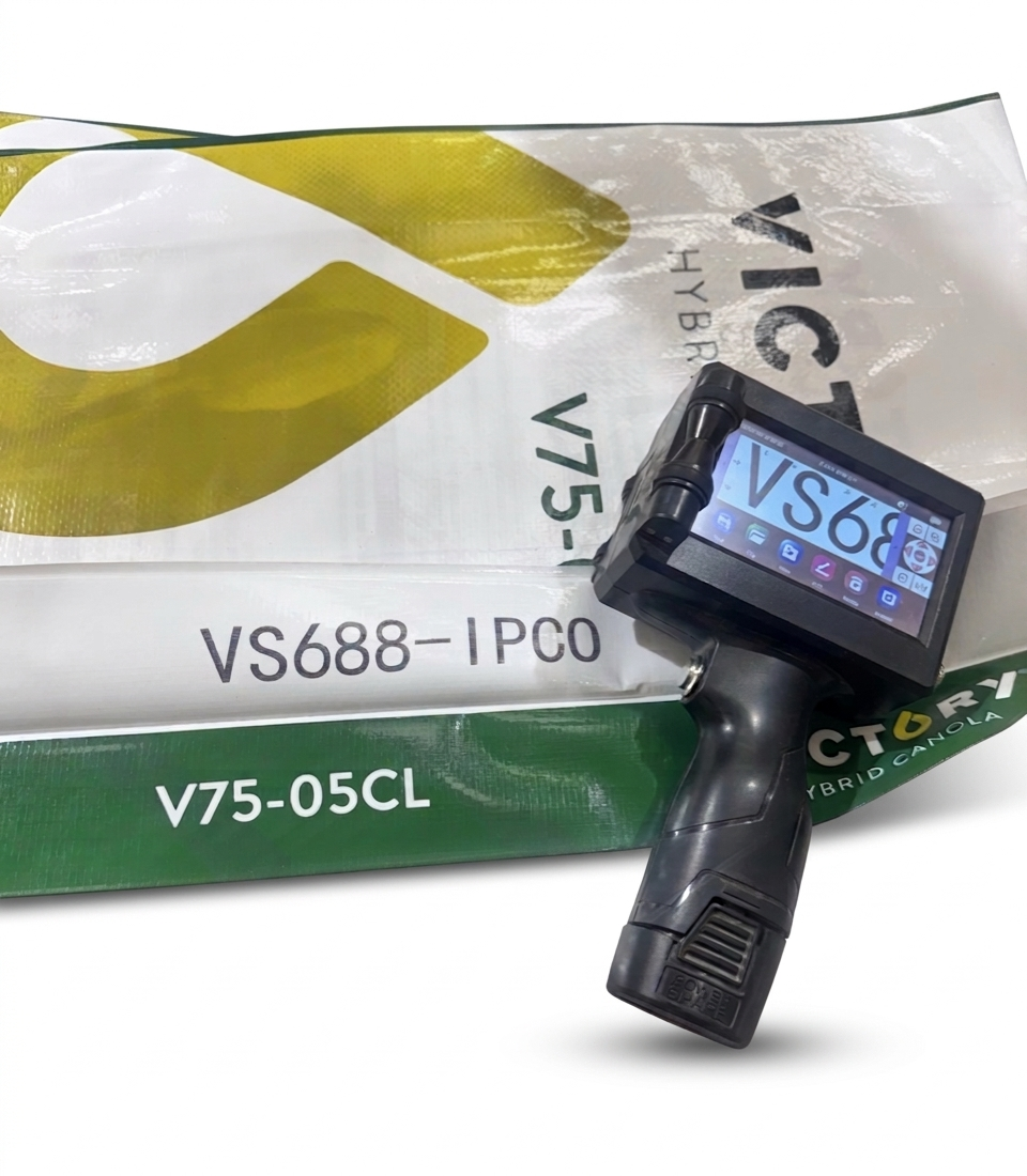 Handheld inkjet printer branding bath number on poly bags