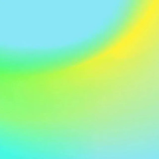 Blurred, colorful gradient with shades of blue, green, and yellow.