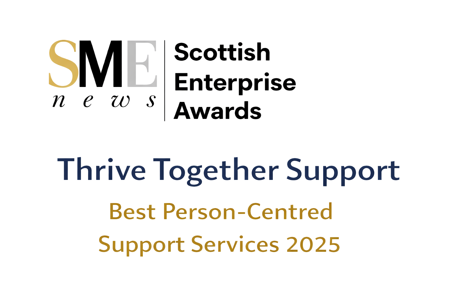 TSM logo with the slogan "Thrive Together Support" and text "Best Person-Centered Support Services 2025"