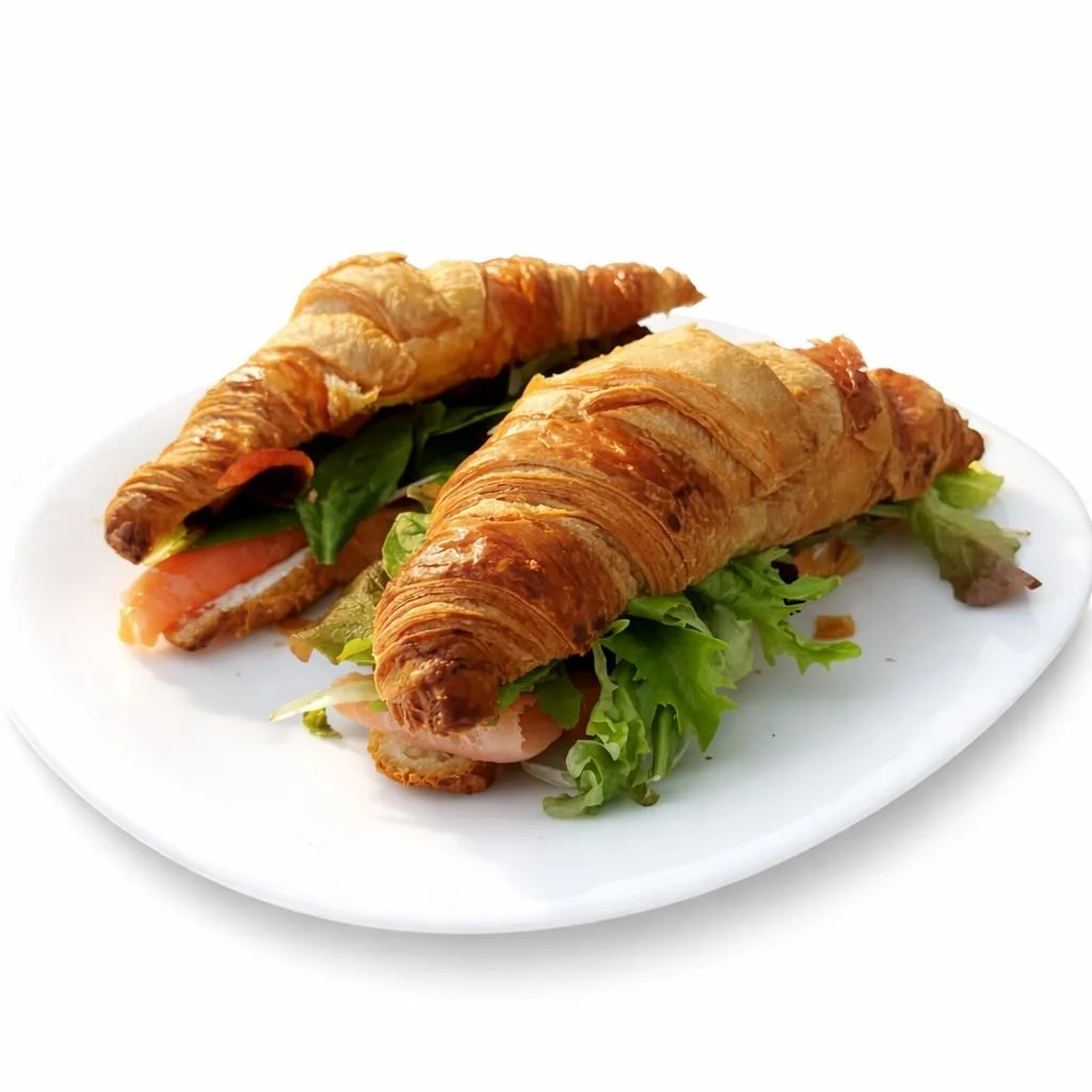 Smoked Salmon Croissant with Rucola and Cream Cheese