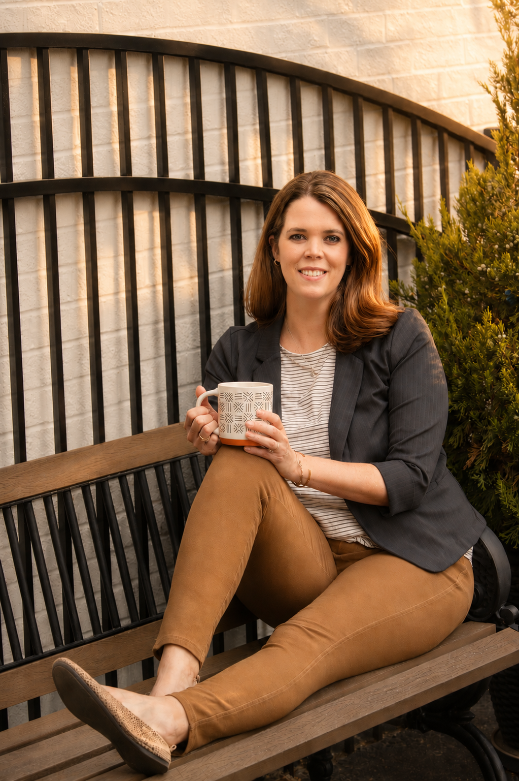 Annie Hoober of Dennis Counseling Group seated outdoors