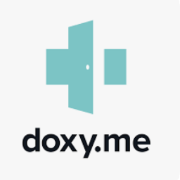 Doxy.me logo with a speaker icon