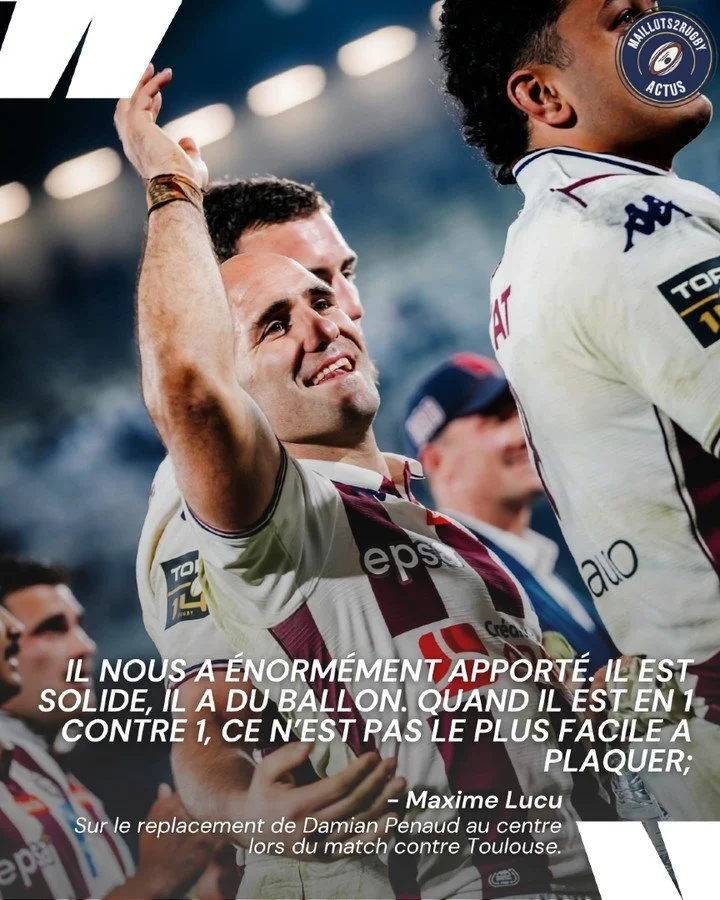 𝘼𝙪 𝙘𝙚𝙣𝙩𝙧𝙚 𝙙𝙪 𝙟𝙚𝙪 🎯

Plac&eacute; au centre pour palier la blessure de Nicolas Depoort&egrave;re, Damian Penaud a livr&eacute; une prestation plus que convaincante contre Toulouse. Le capitaine Max Lucu n'a pas tari d'&eacute;loges &agra