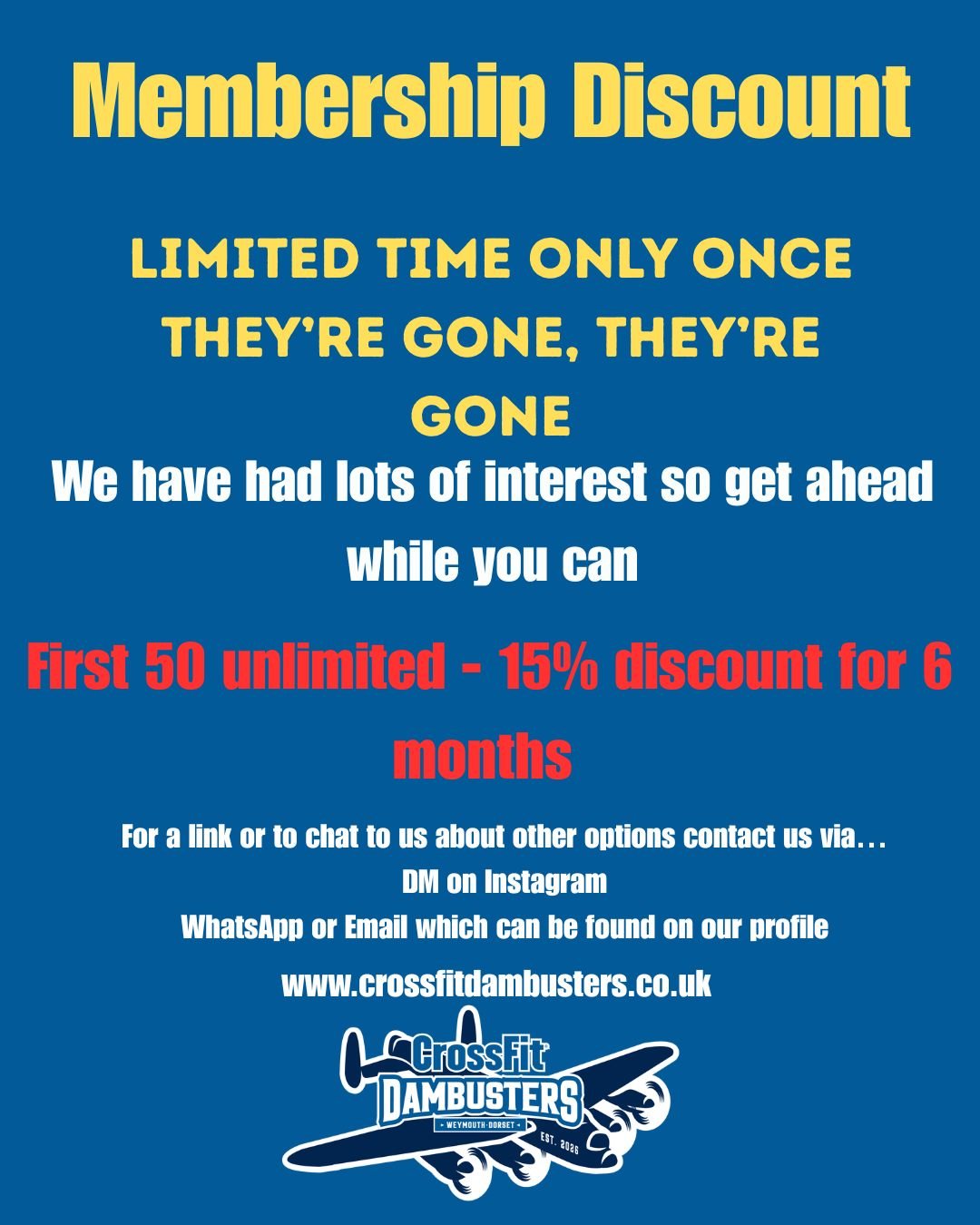 🔥SPECIAL MEMBERSHIP DEAL🔥

Be one of our FIRST 50 MEMBERS and enjoy:

15% off your monthly membership for 6 months from our opening date!🤩

Whether your just starting out with CrossFit, completely new to fitness or levelling up your training now i