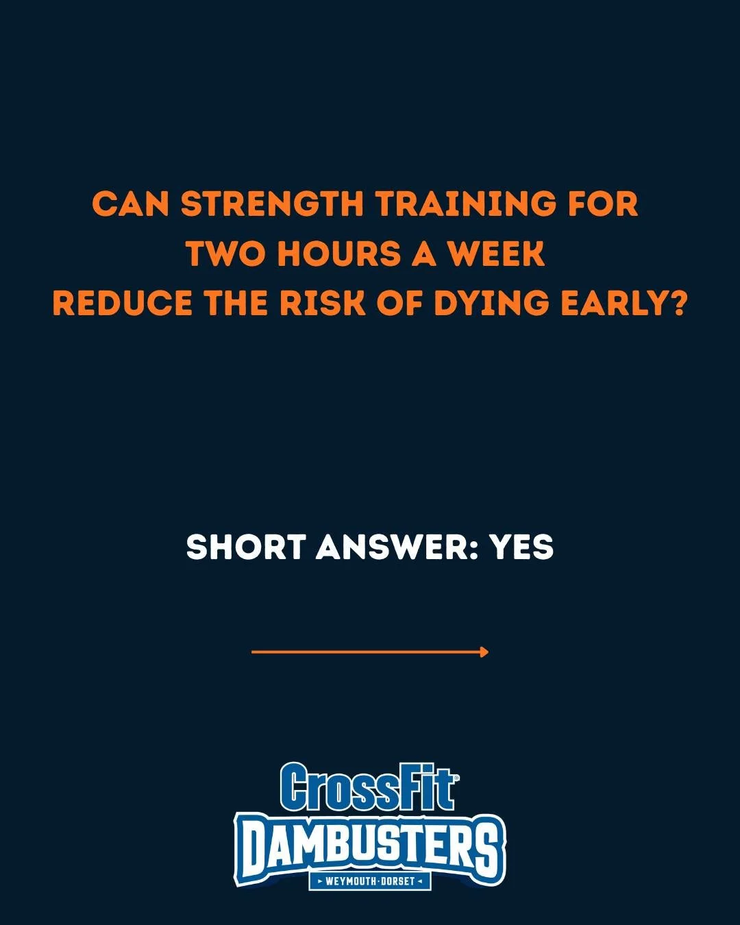 🙌🏻 Doing 90 minutes to 2 hours of weight training per week can greatly reduce the risk of an early death. 

📝 A huge study has been published recently via the British Journal of Sports Medicine.  The data spans decades and evidences that strength 