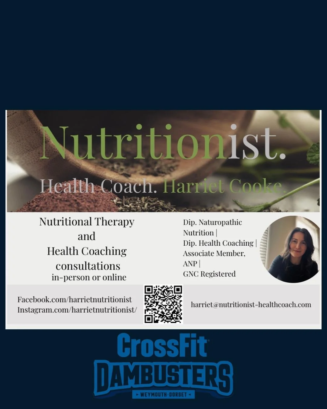 We are very pleased to announce our collaboration with Harriet Cooke, Health Coach and Nutritionist. 🍏

She is able to provide our members with a discount and any help they may need to support their training and lifestyle.
You can&rsquo;t out train 